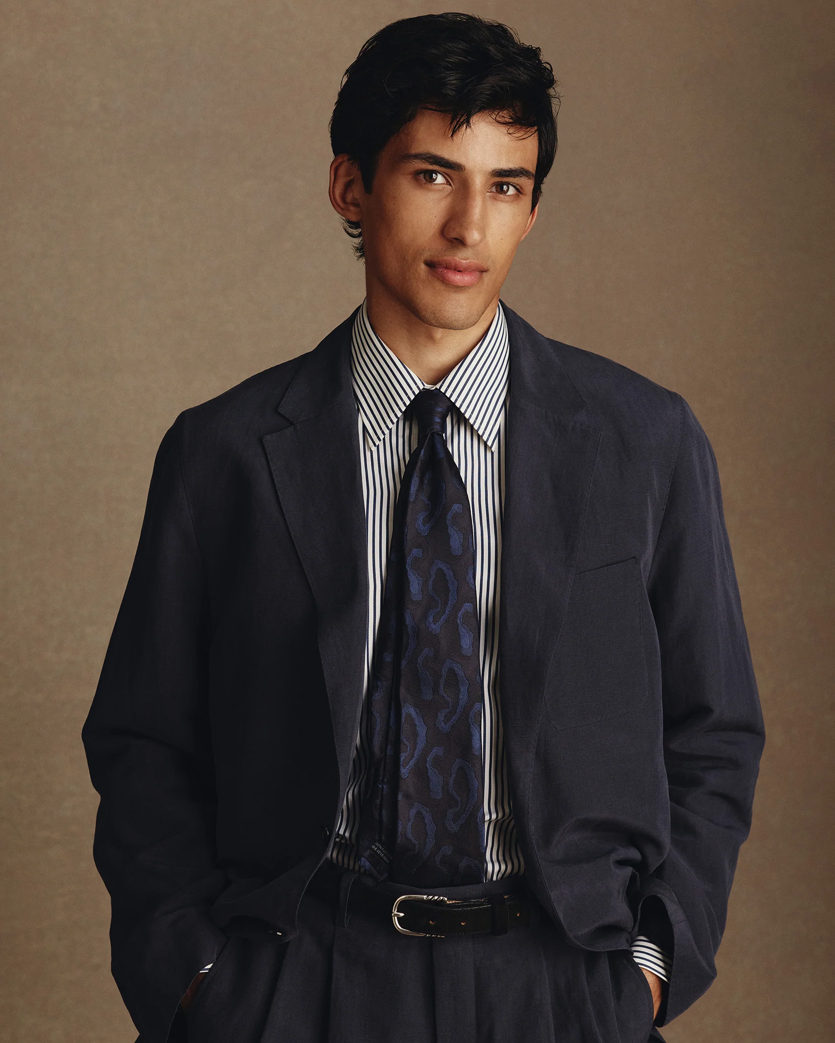 Abstract Paisley Tie - Navy - Image 4