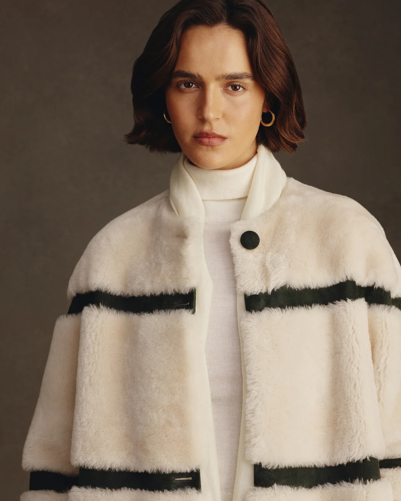 Alexandra Coat - Beige & Forest - Image 10