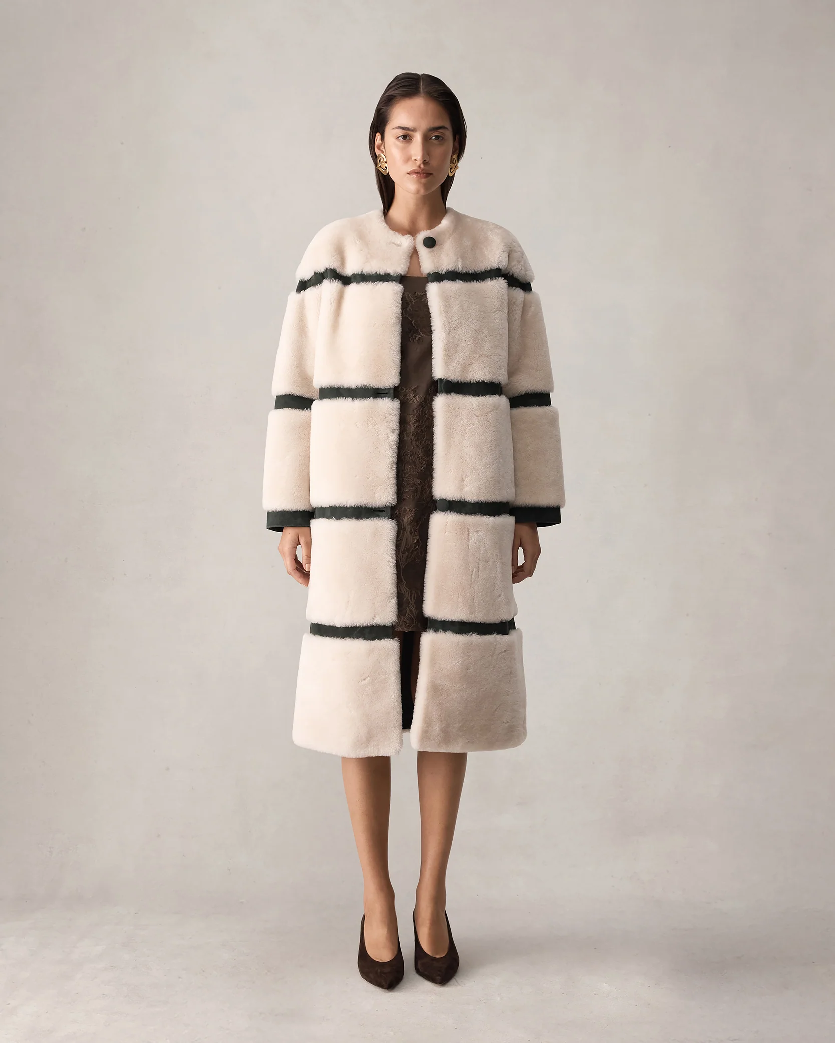 Alexandra Coat - Beige & Forest - Image 4