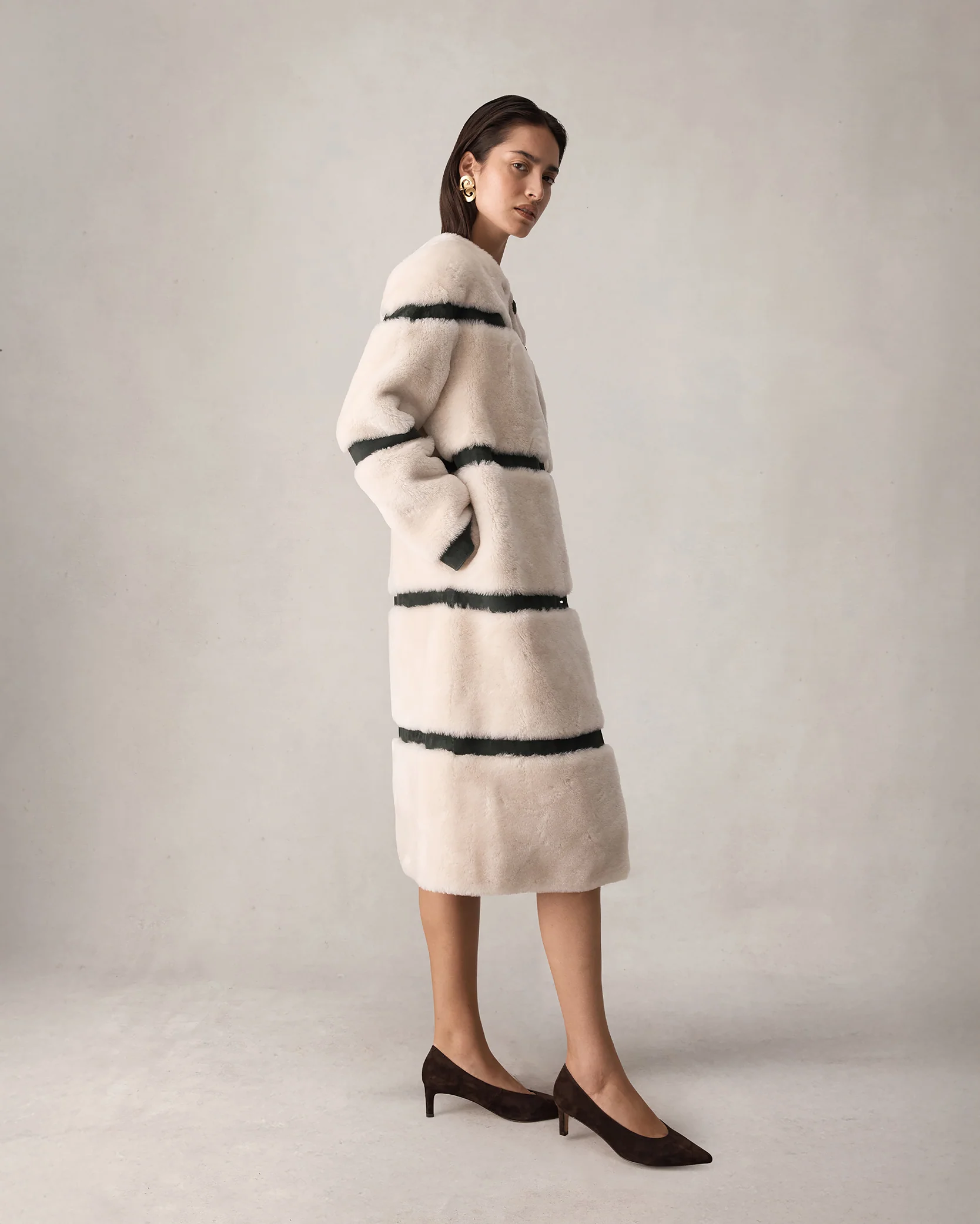 Alexandra Coat - Beige & Forest - Image 5