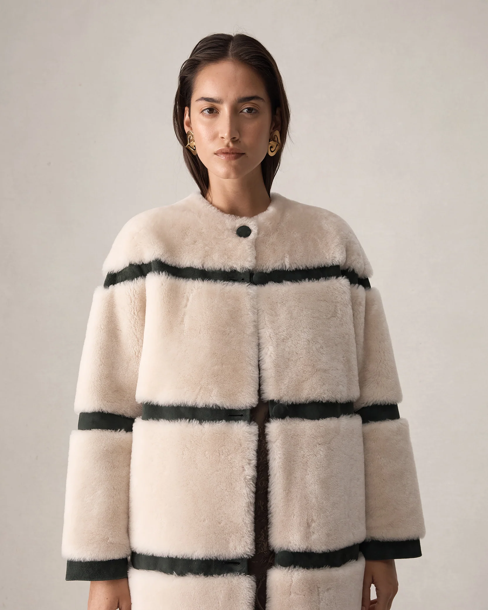Alexandra Coat - Beige & Forest - Image 7