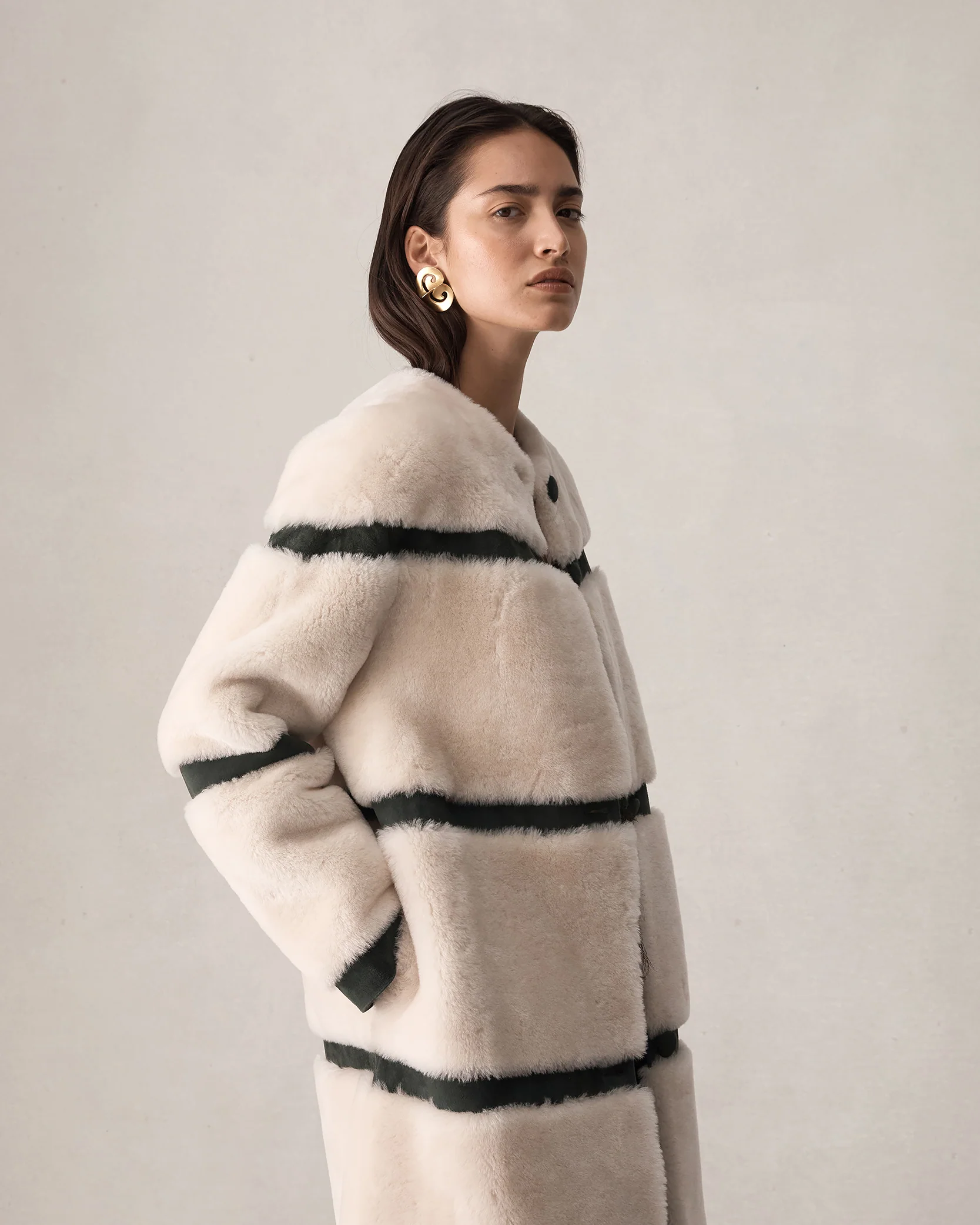 Alexandra Coat - Beige & Forest - Image 8