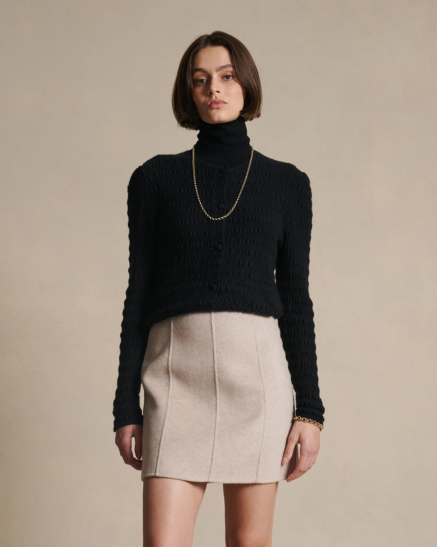 Annie Seersucker Cardigan - Black - Image 3