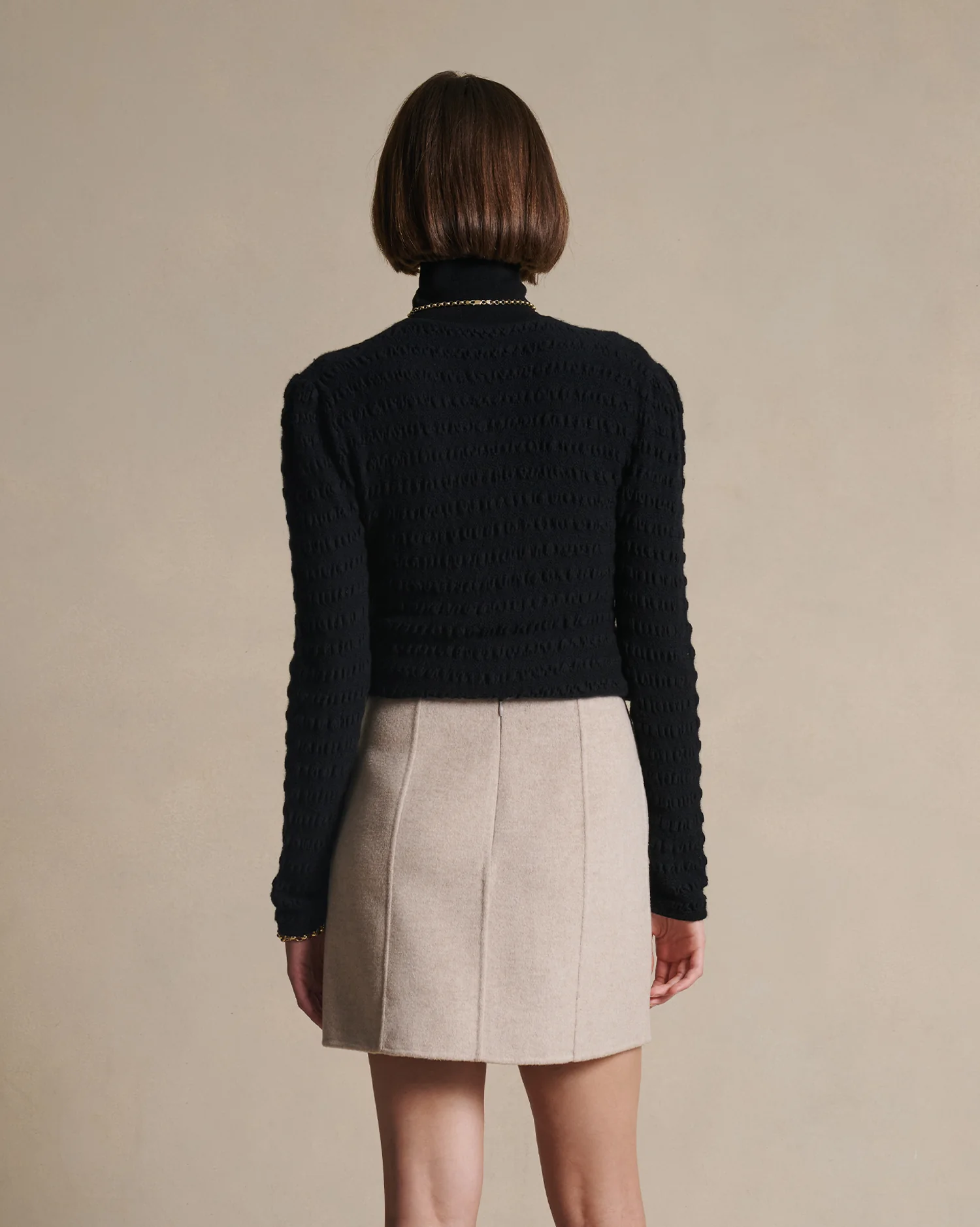 Annie Seersucker Cardigan - Black - Image 4