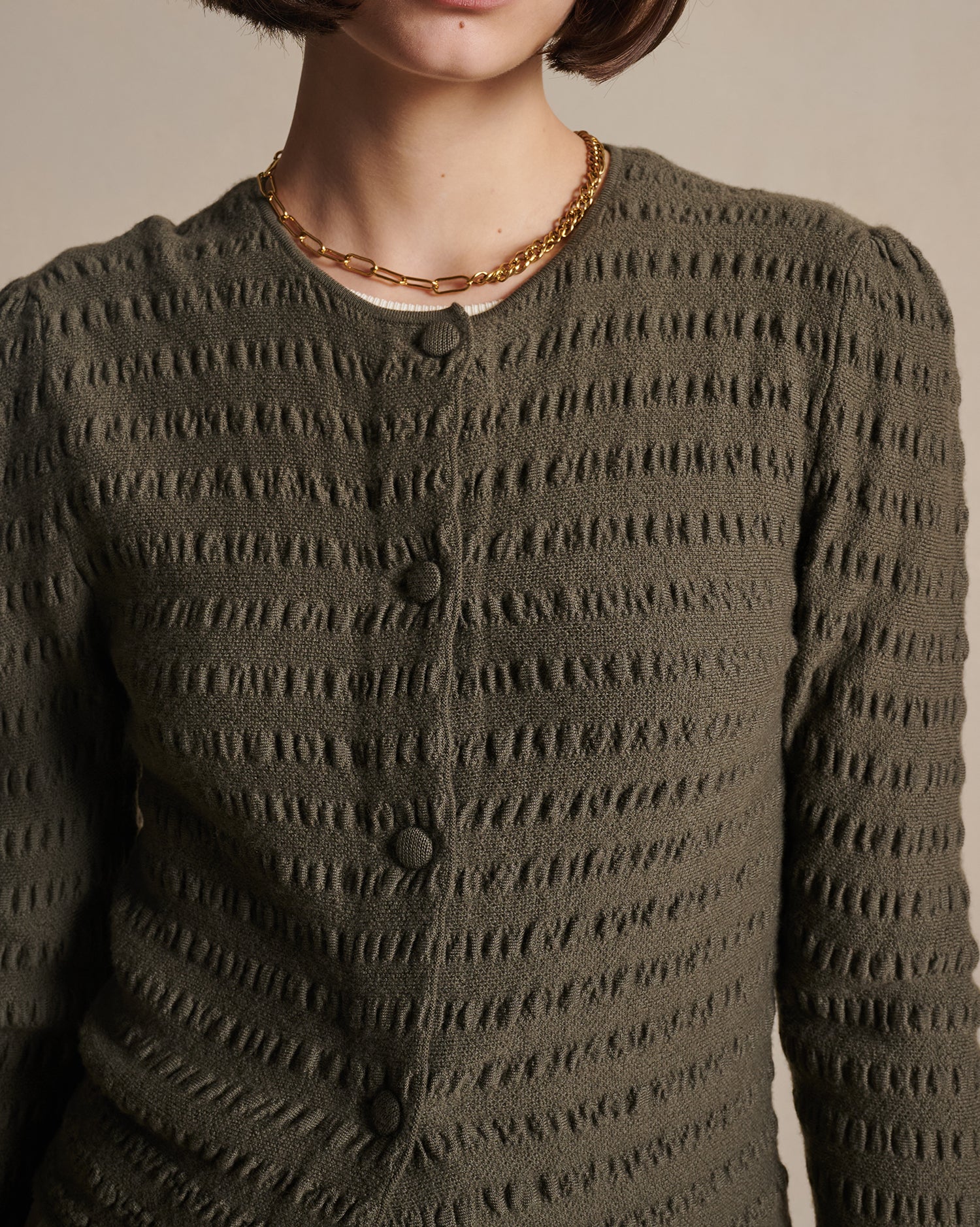 Annie Seersucker Cardigan - Moss - Image 5