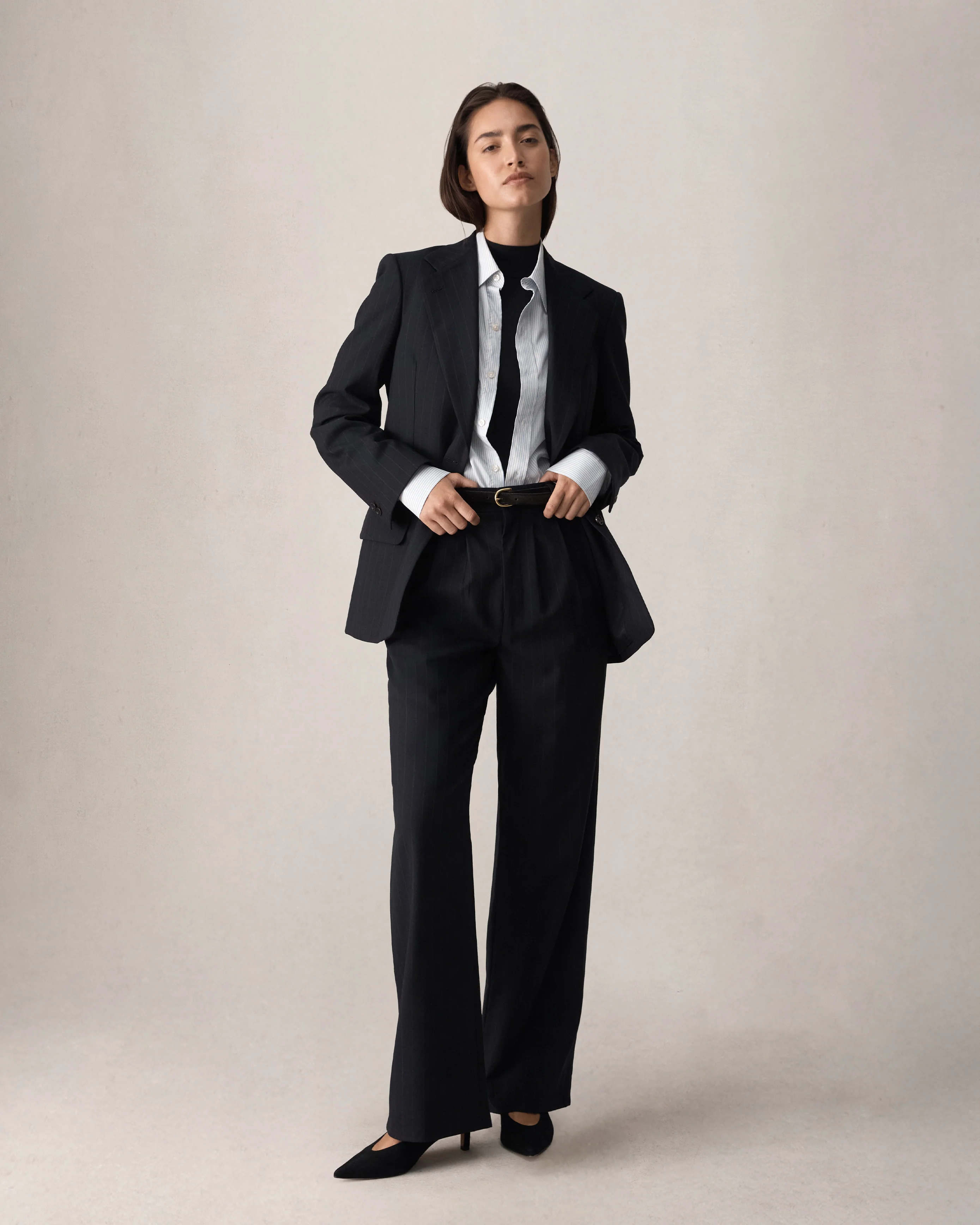 Ava Blazer - Navy Pinstripe - Image 4