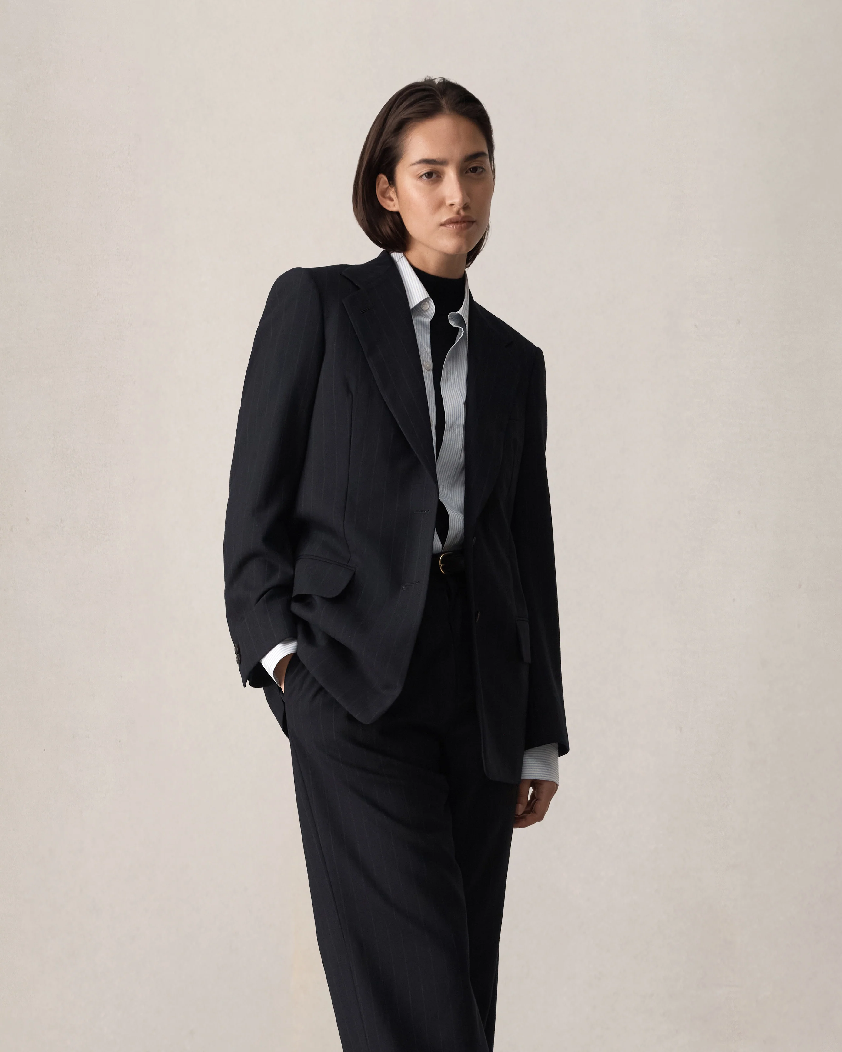 Ava Blazer - Navy Pinstripe - Image 5