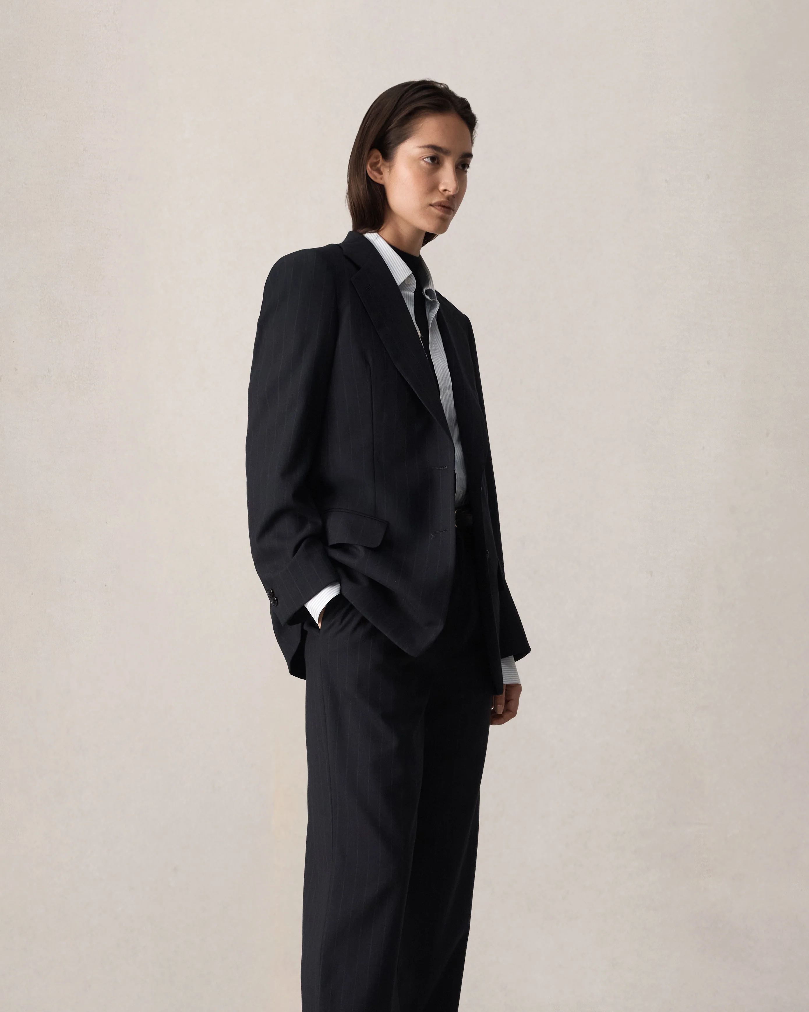 Ava Blazer - Navy Pinstripe - Image 6