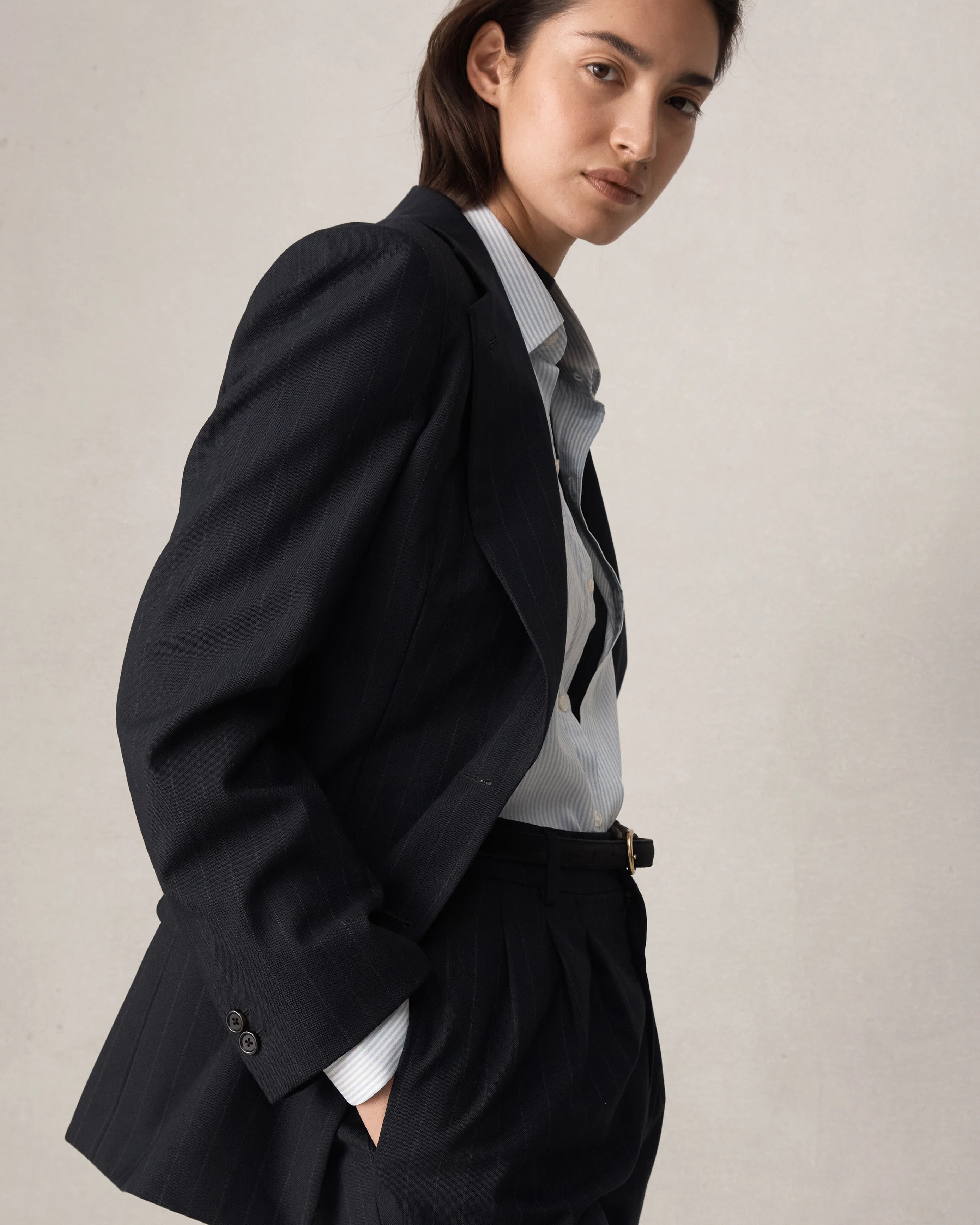 Ava Blazer - Navy Pinstripe - Image 9