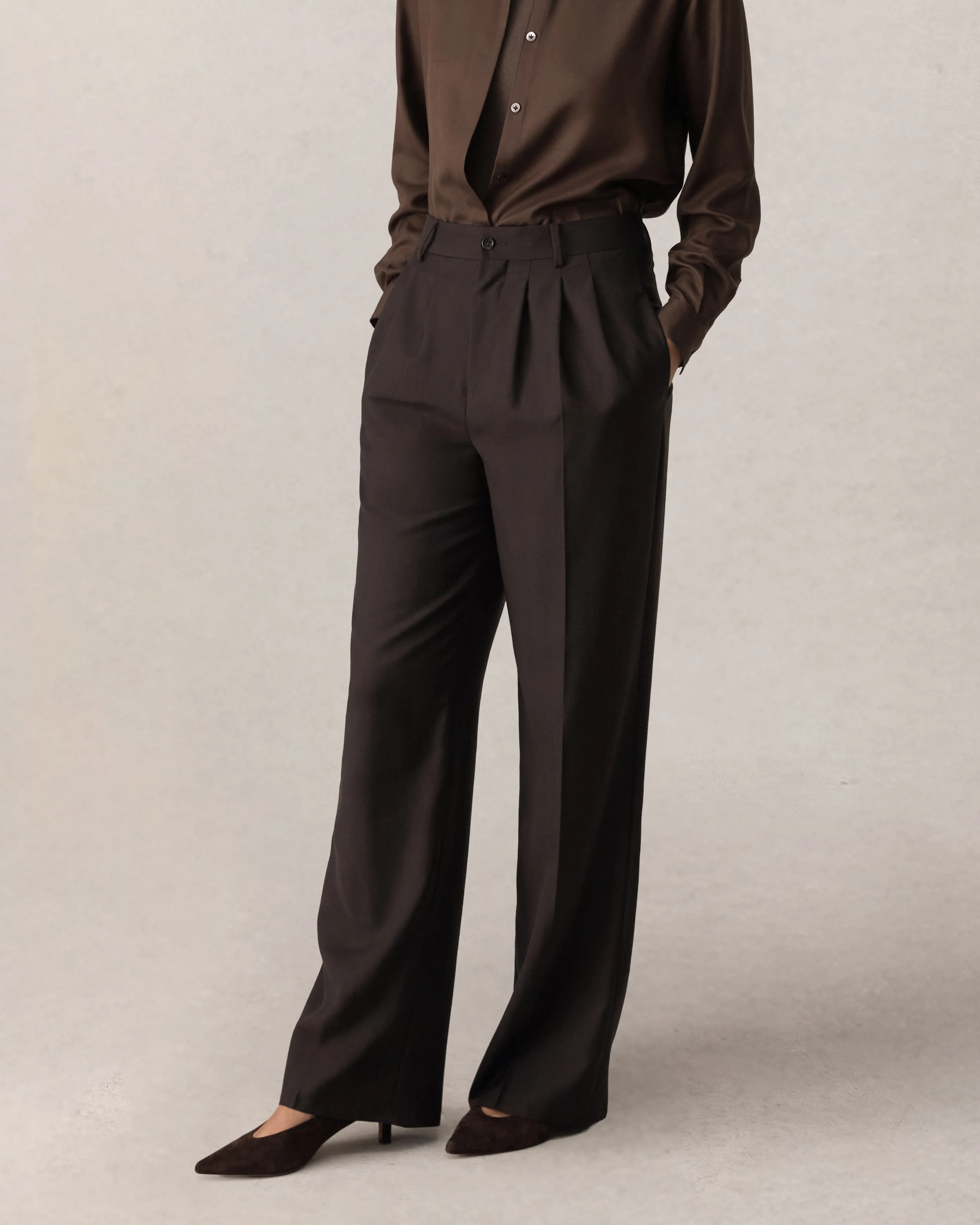 Ava Pleated Trouser - Espresso - Image 5