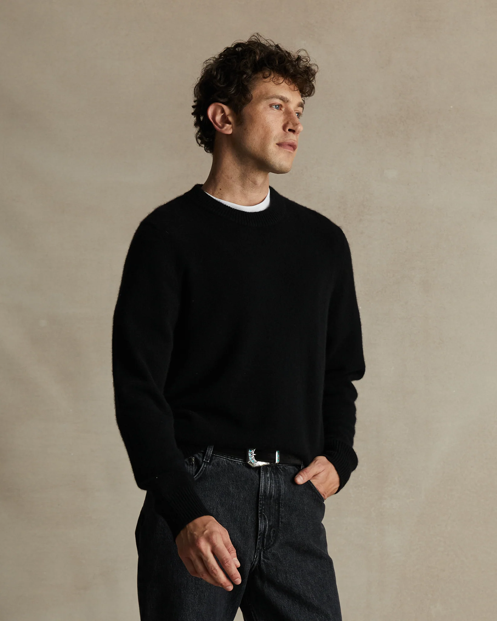 Cashmere Crew Neck - Black - Image 3