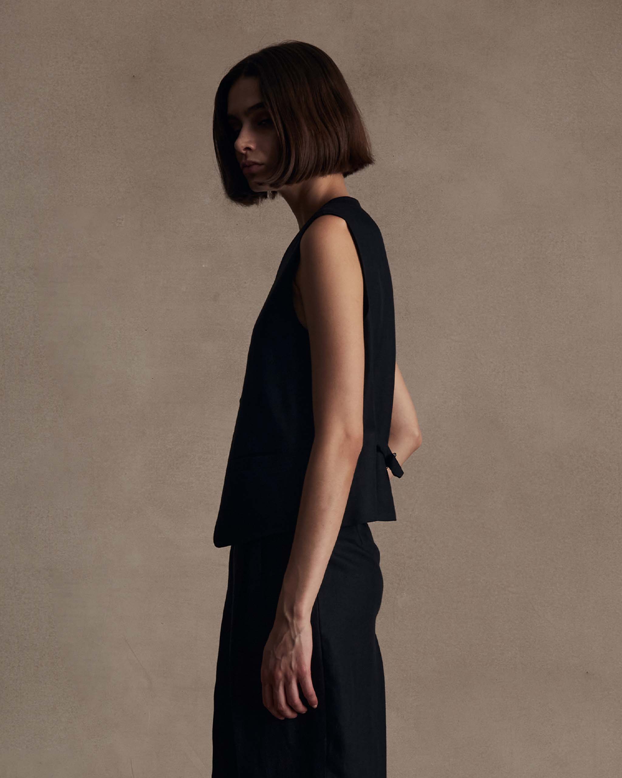 Black Herringbone Waistcoat - Image 3