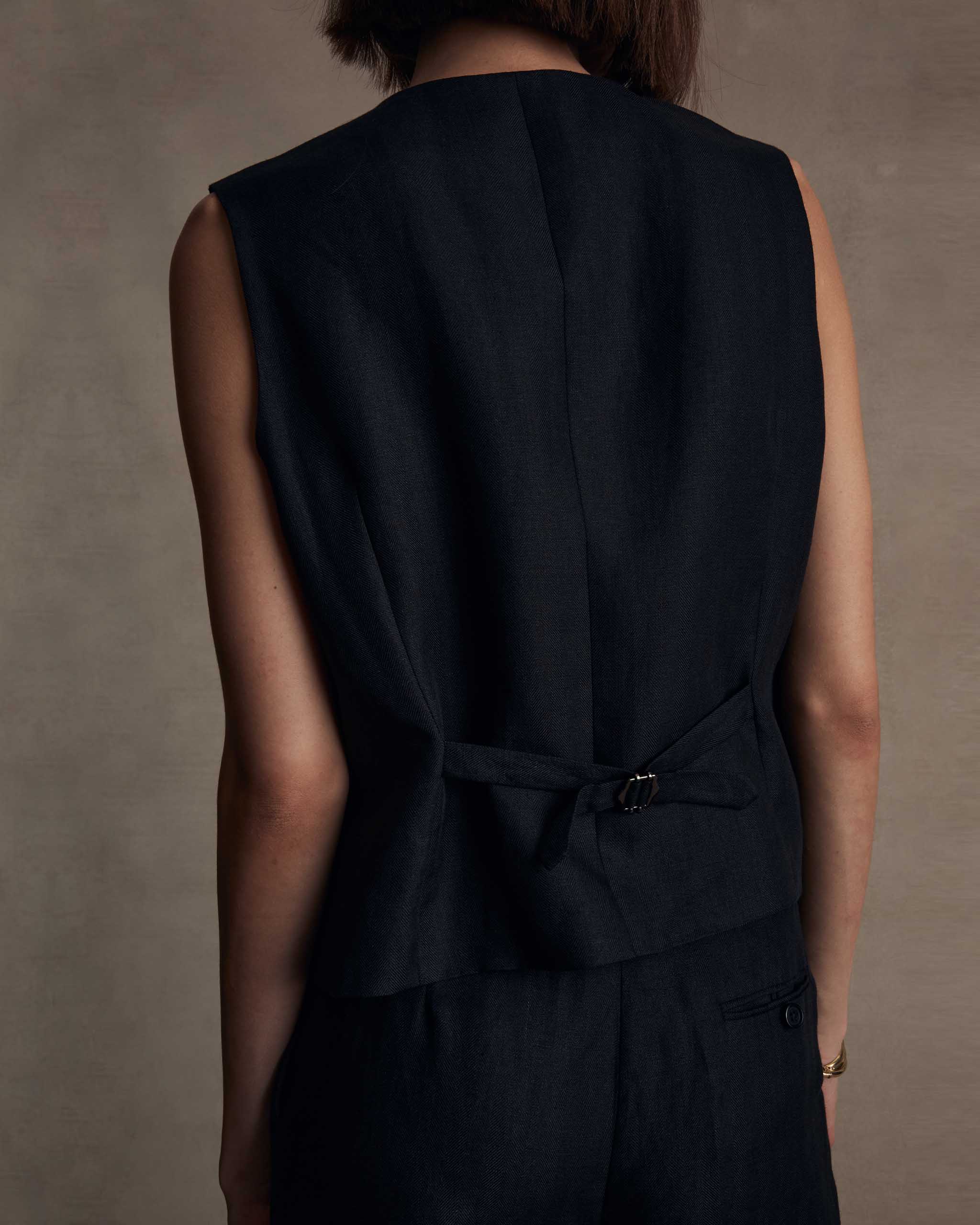 Black Herringbone Waistcoat - Image 5