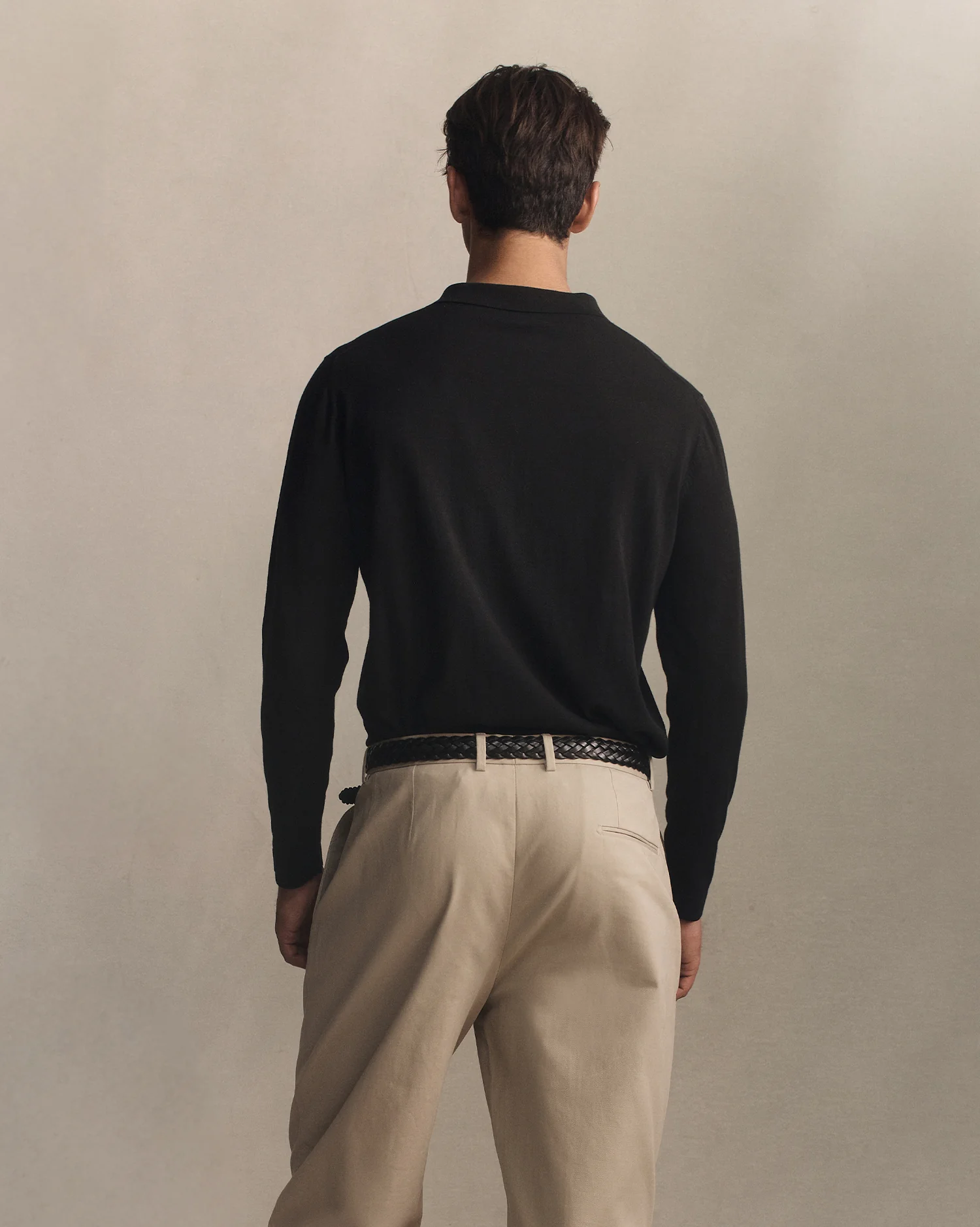 Ice Cotton Long Sleeve Polo - Black - Image 4