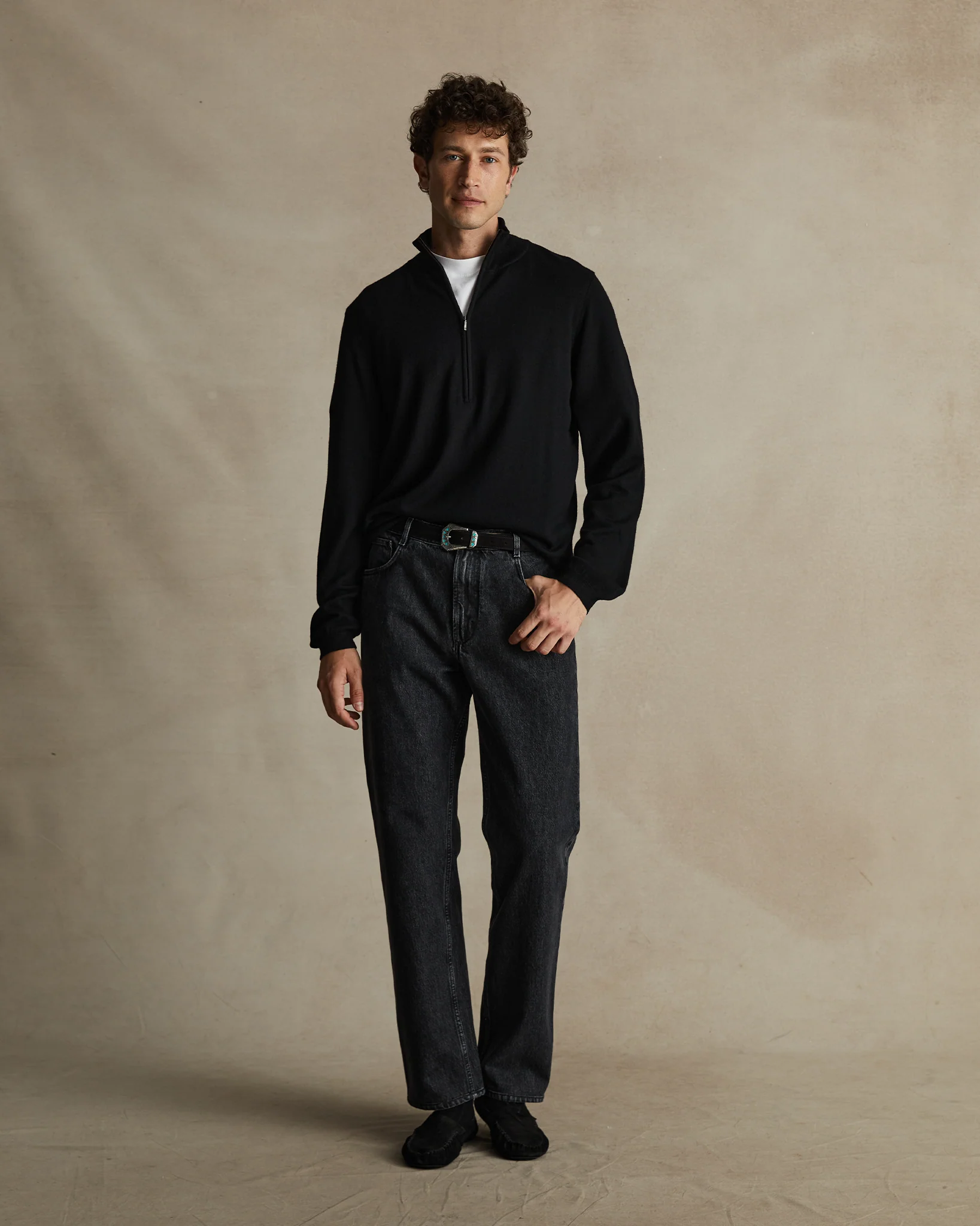 Merino Quarter Zip - Black - Image 4