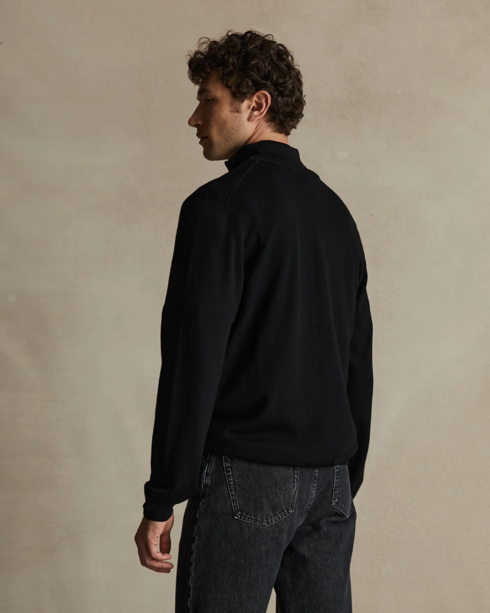 Merino Quarter Zip - Black - Image 5