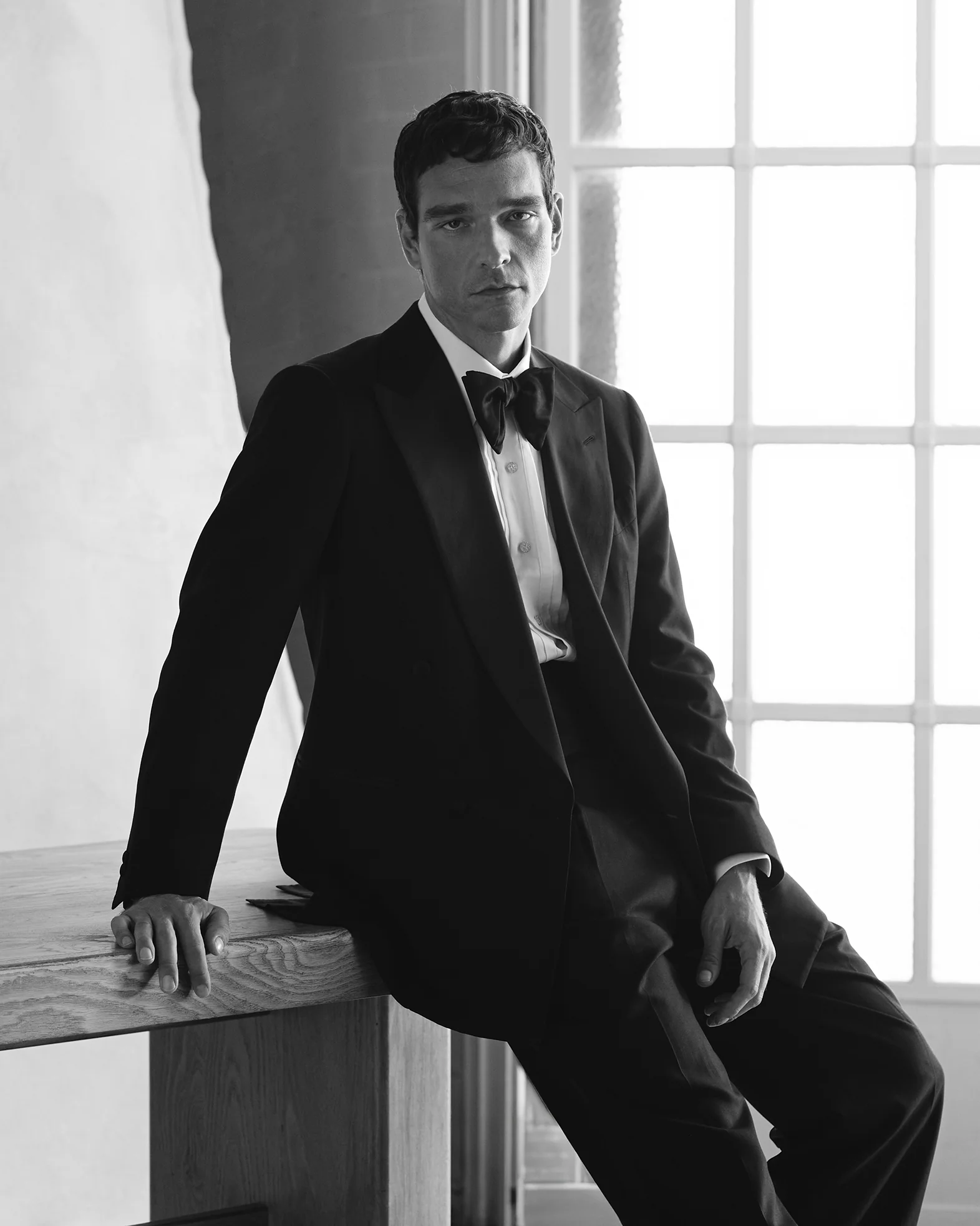 Large Bow Tie - Black Satin - Image 5