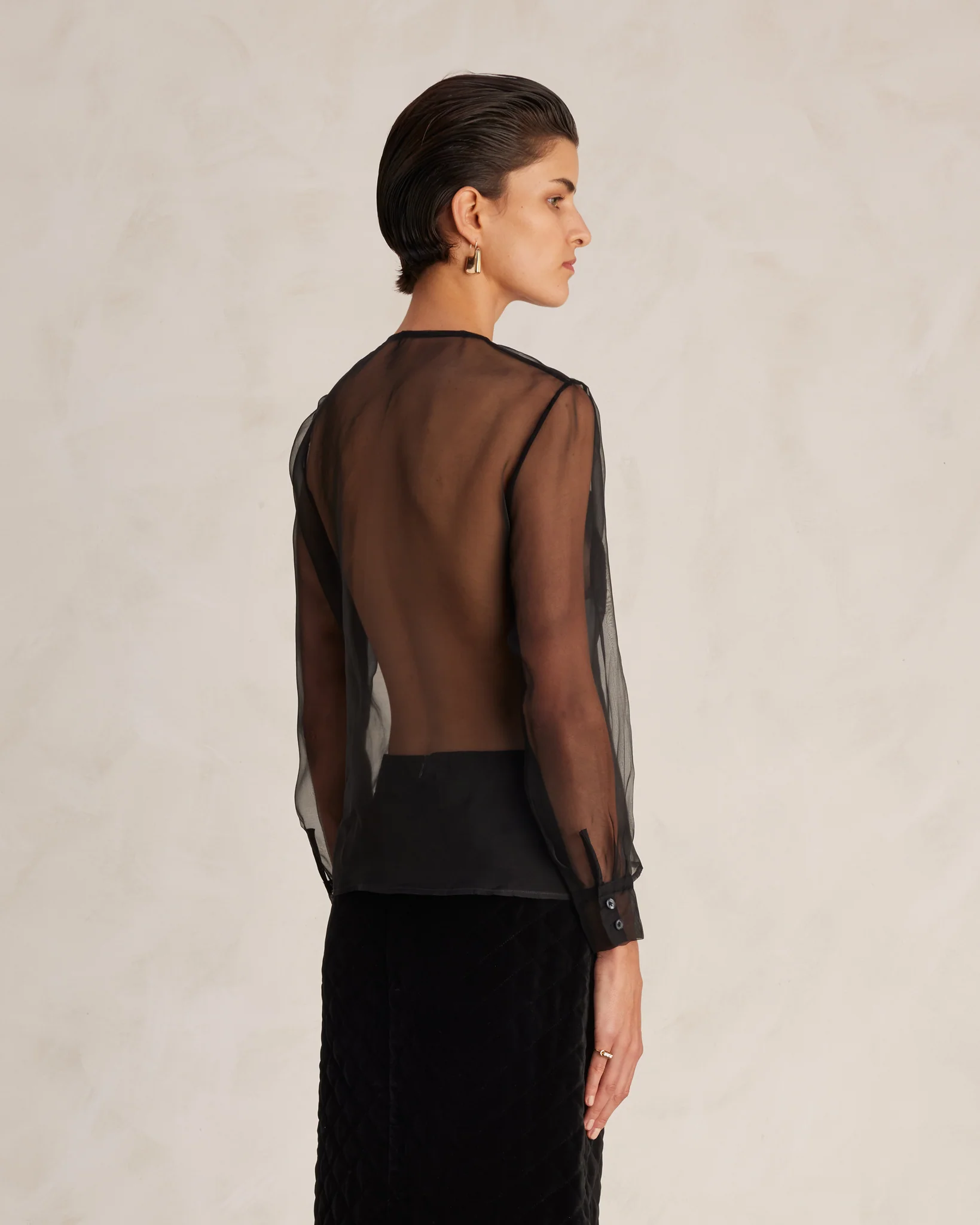 Black Silk Organza Inès Shirt - Image 3