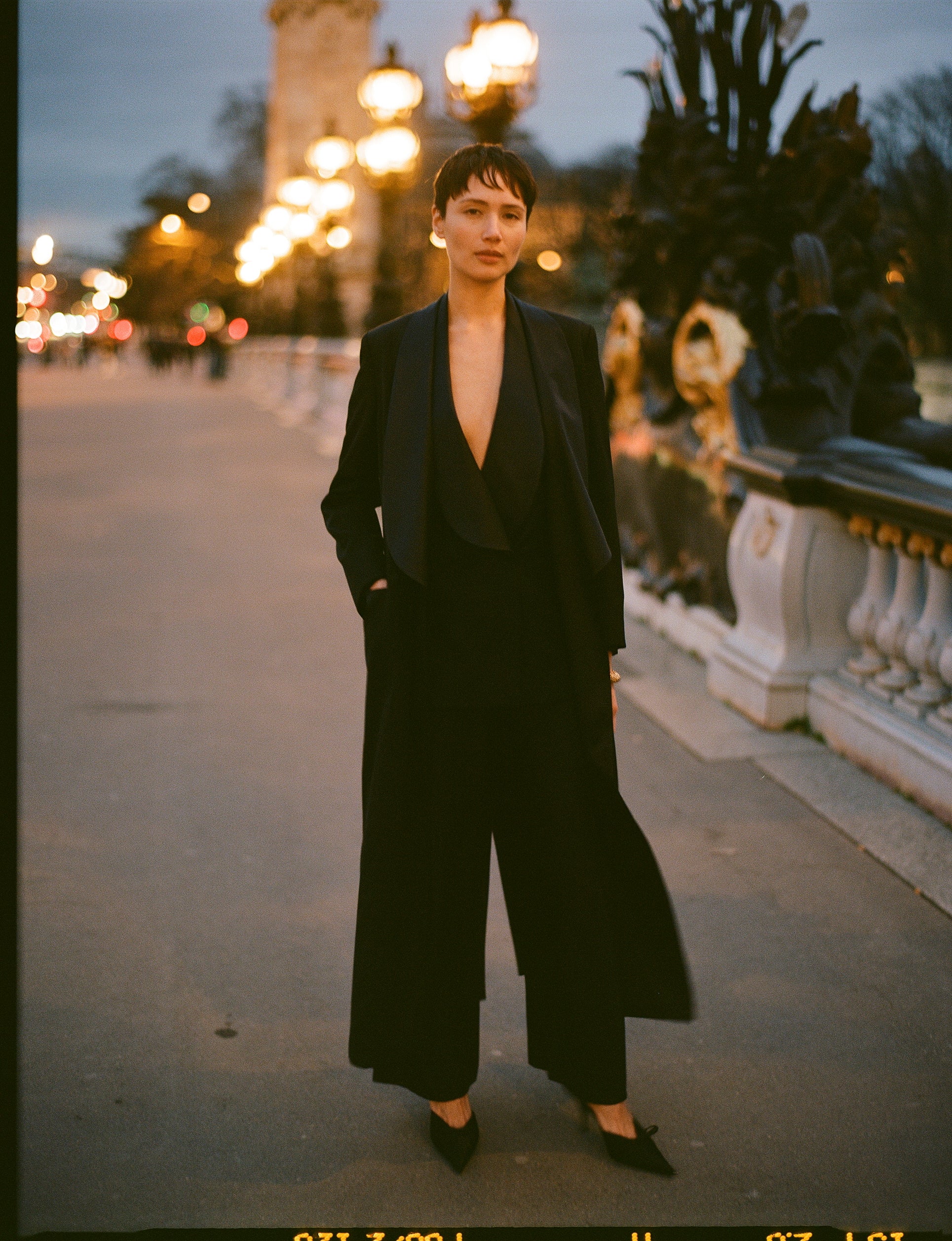 Black Silk Tuxedo Coat Dress - Image 6