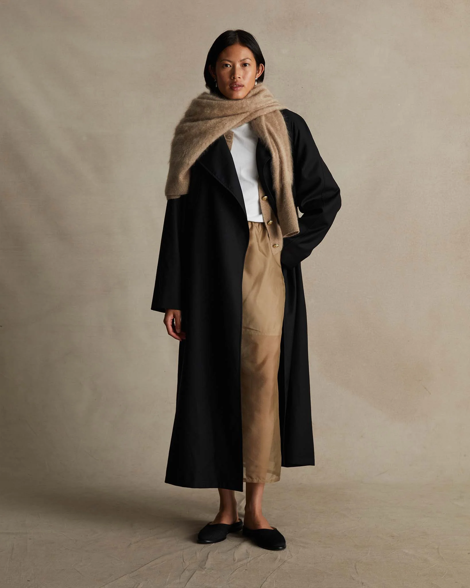 Black Wool Trench Coat - Image 3