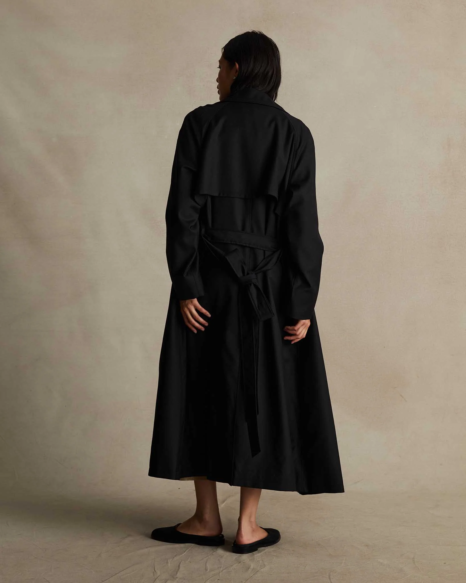 Black Wool Trench Coat - Image 4