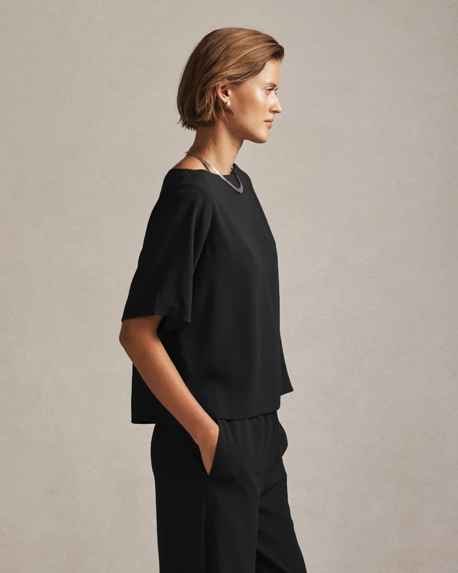 Boat Neck Top - Black - Image 3