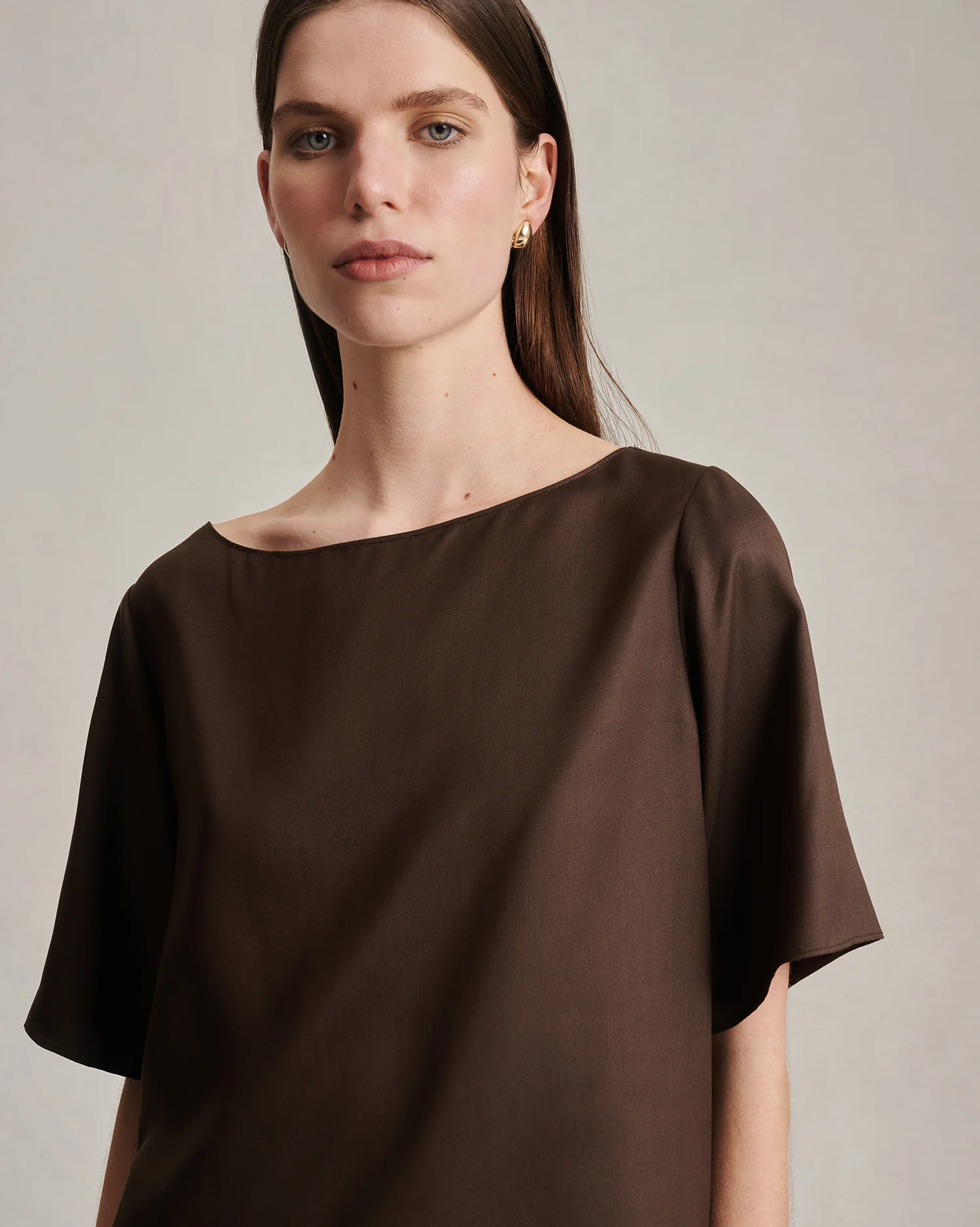 Boat Neck Top - Chocolate Dupioni - Image 3