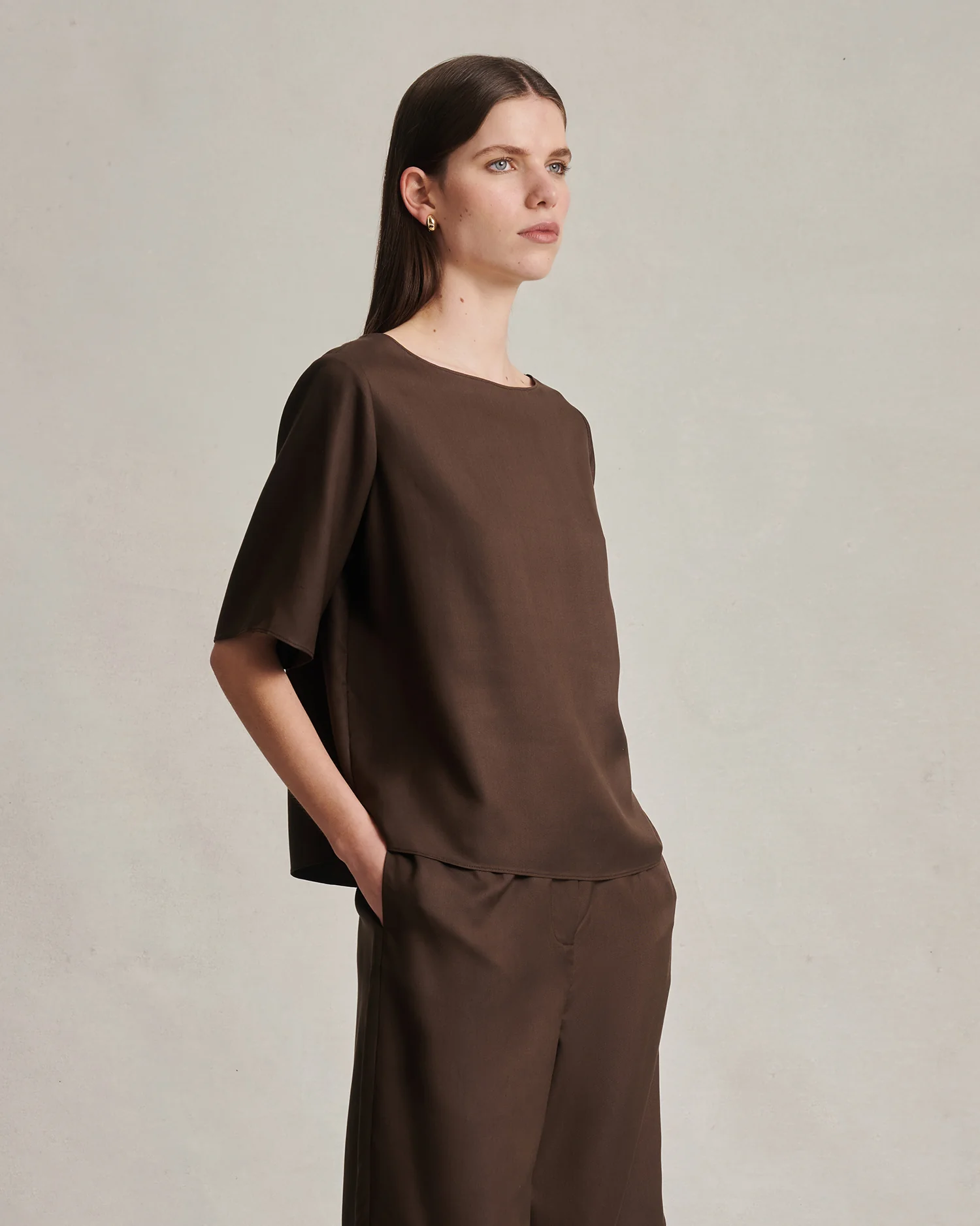 Boat Neck Top - Chocolate Dupioni - Image 4