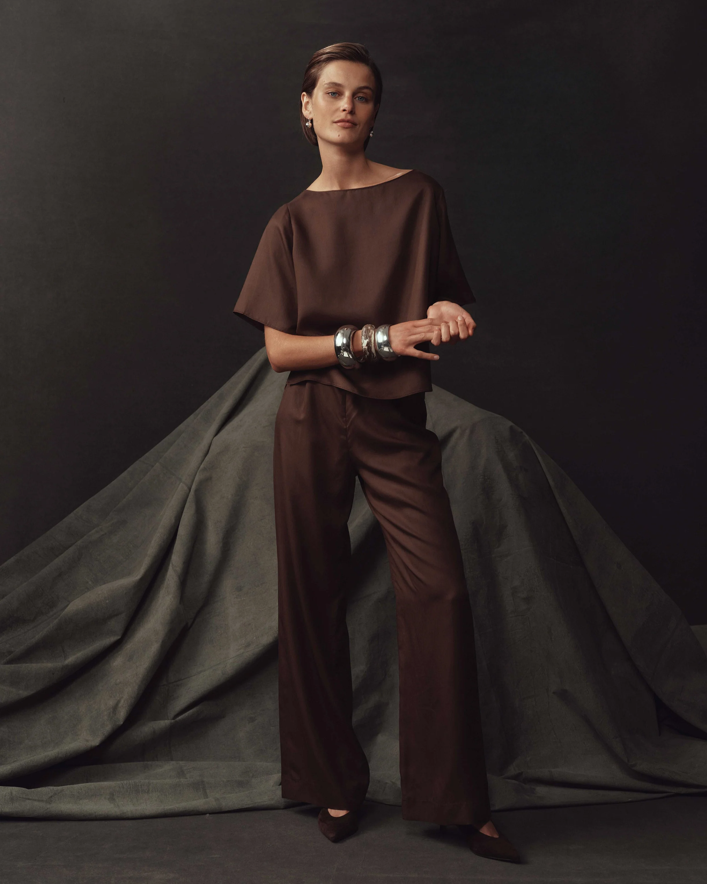 Boat Neck Top - Chocolate Dupioni - Image 7