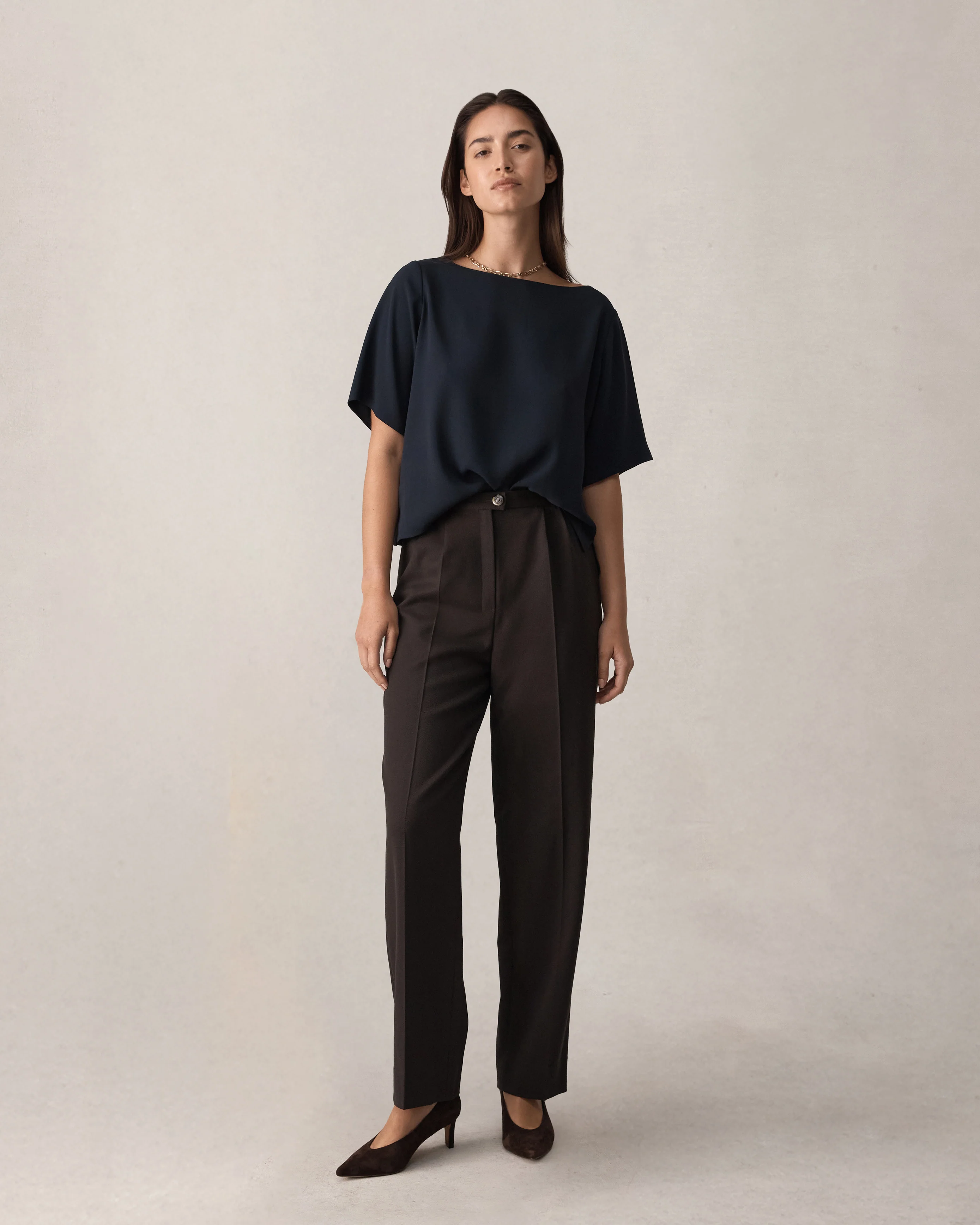 Boat Neck Top - Navy - Image 4