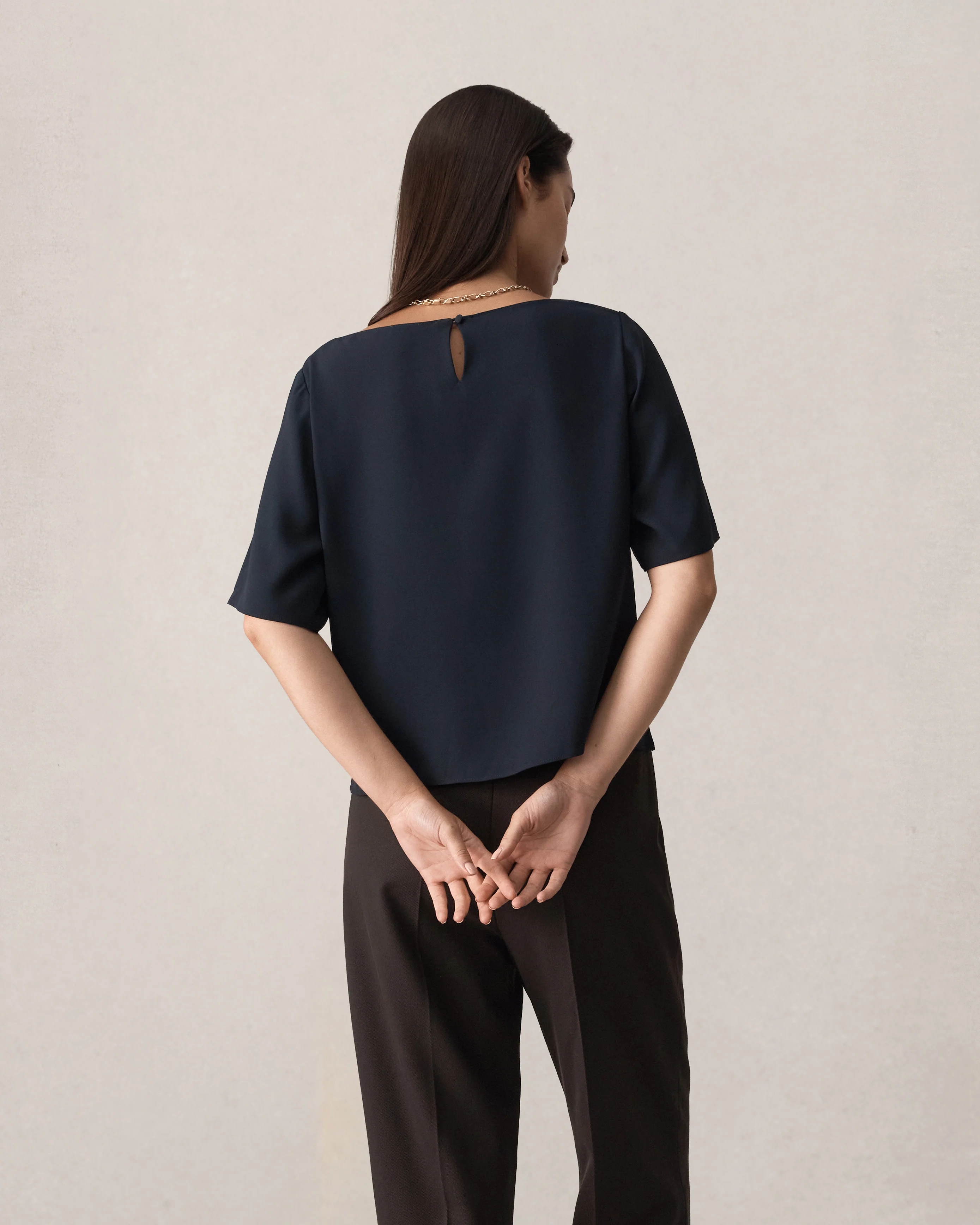 Boat Neck Top - Navy - Image 5
