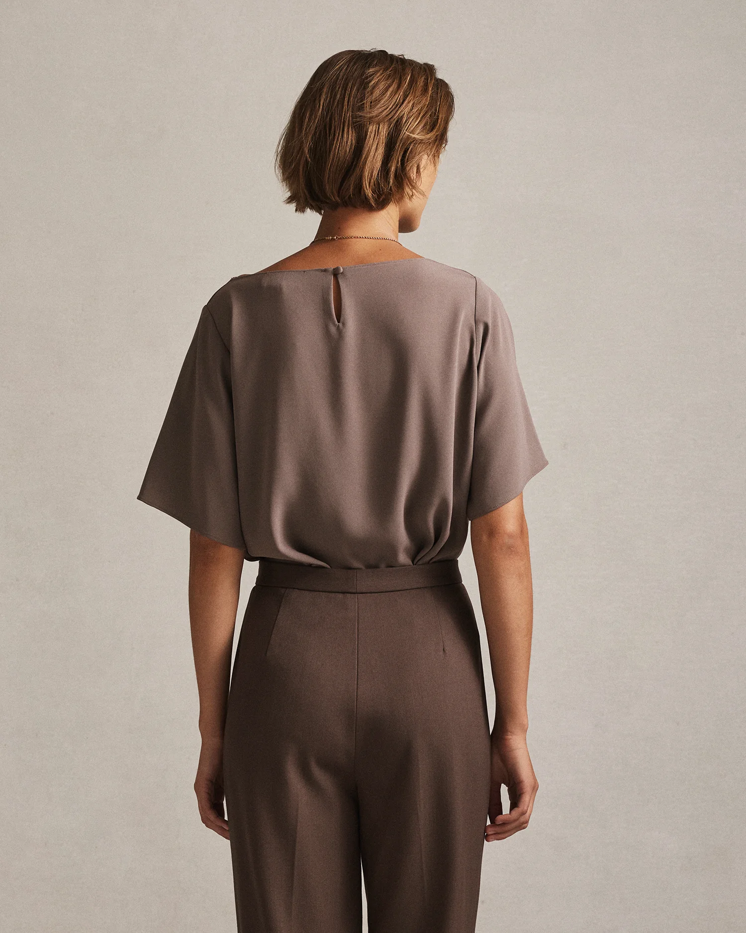 Boat Neck Top - Taupe - Image 4