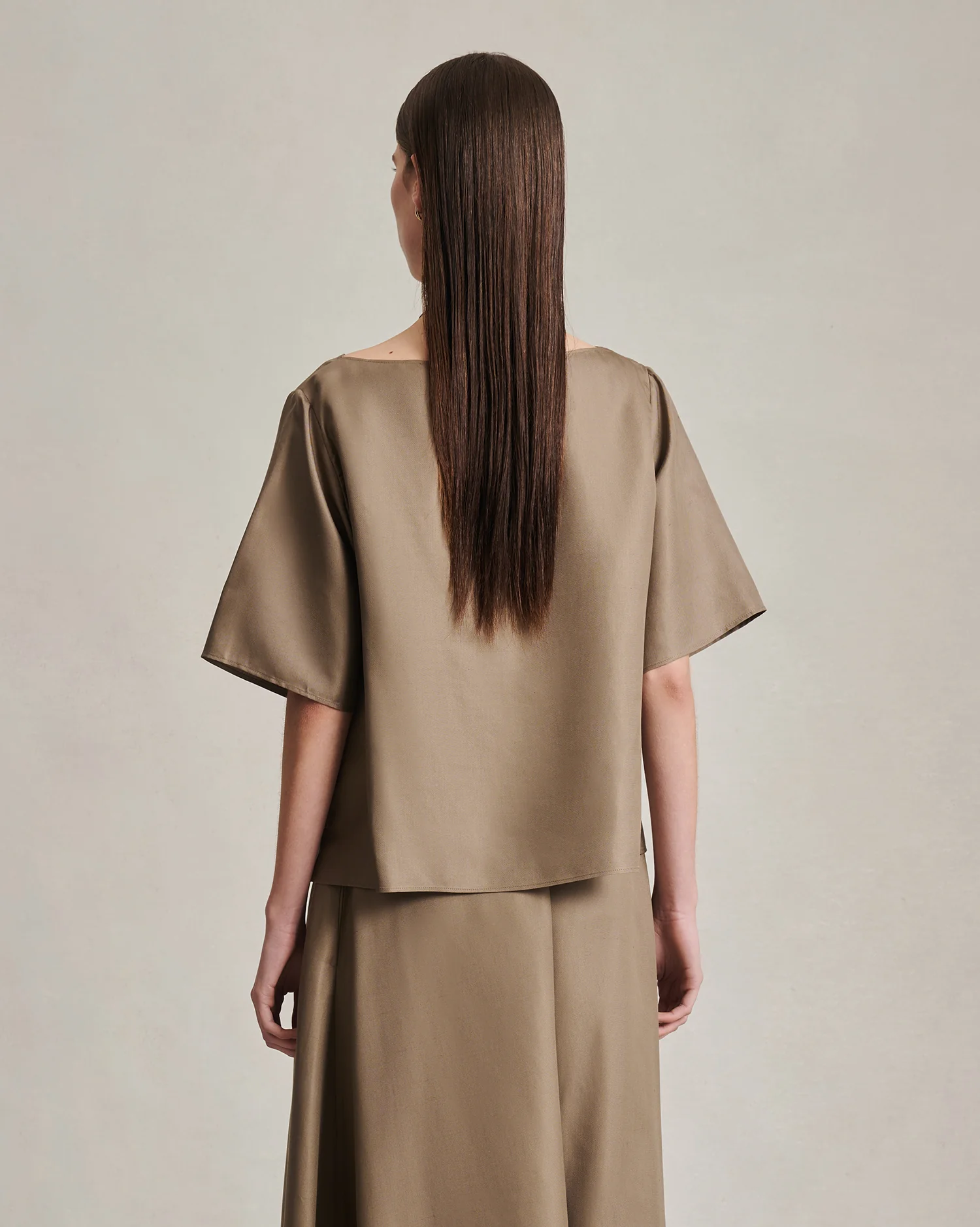 Boat Neck Top - Taupe Dupioni - Image 4