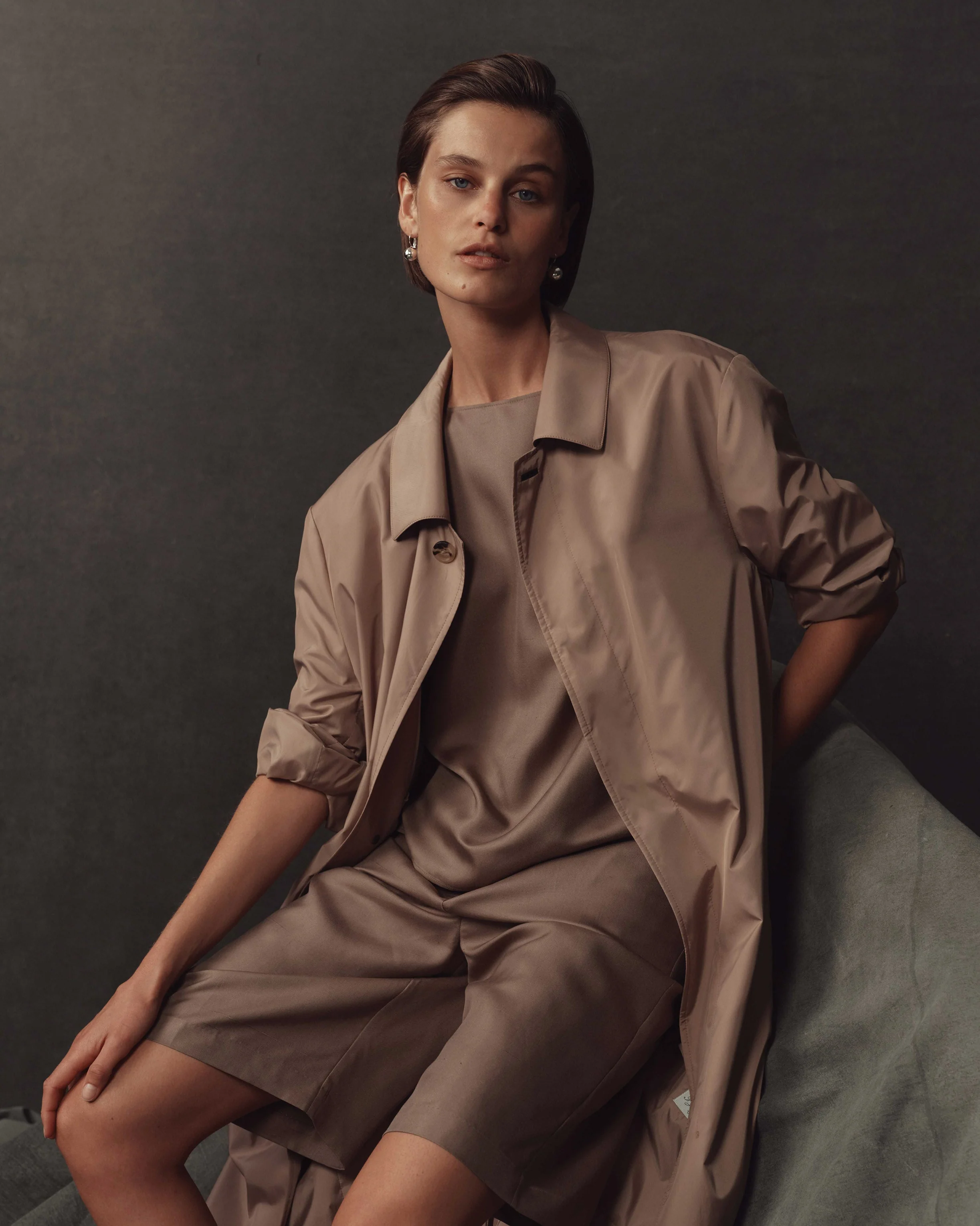 Boat Neck Top - Taupe Dupioni - Image 5