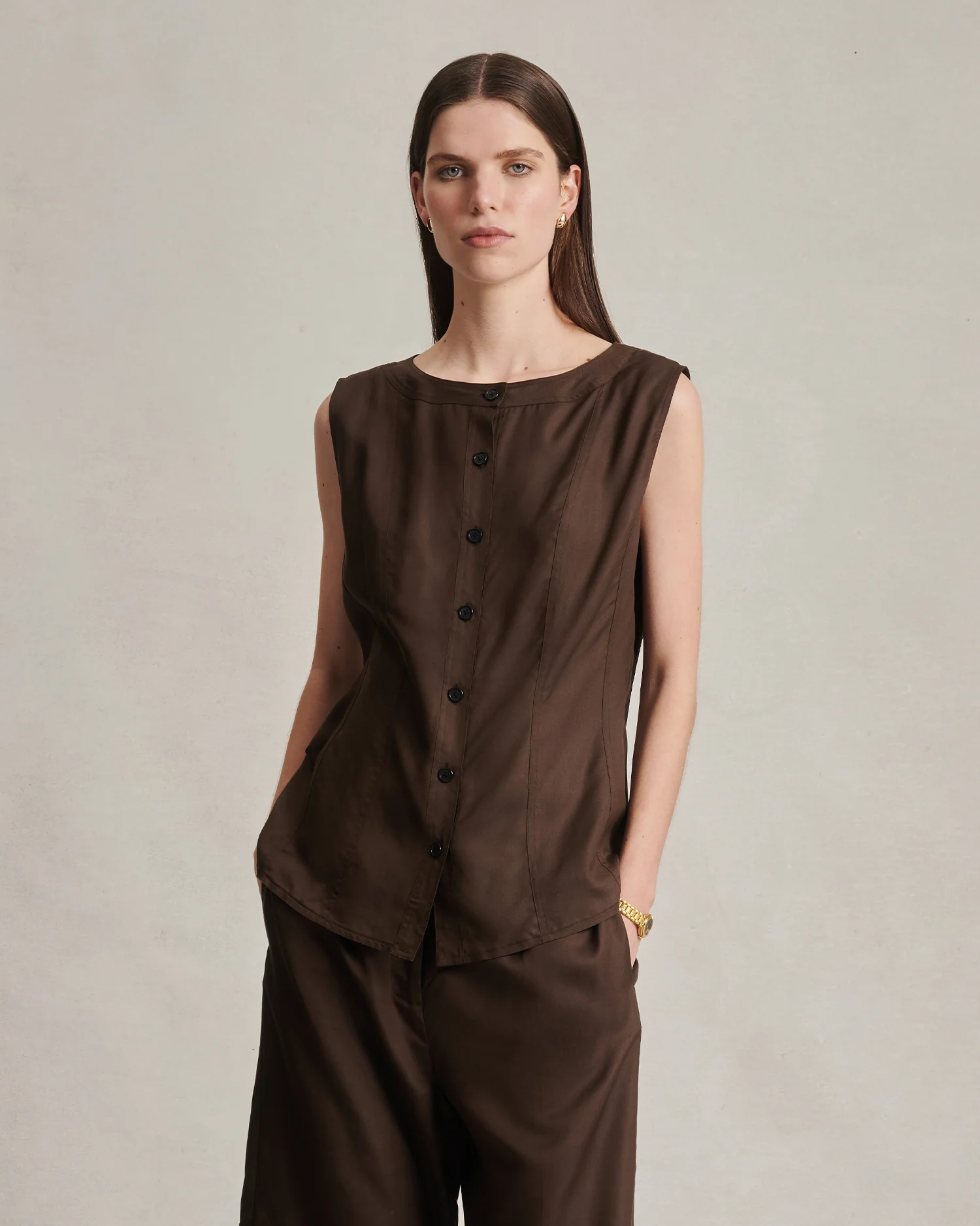 Bodice Top - Chocolate Dupioni