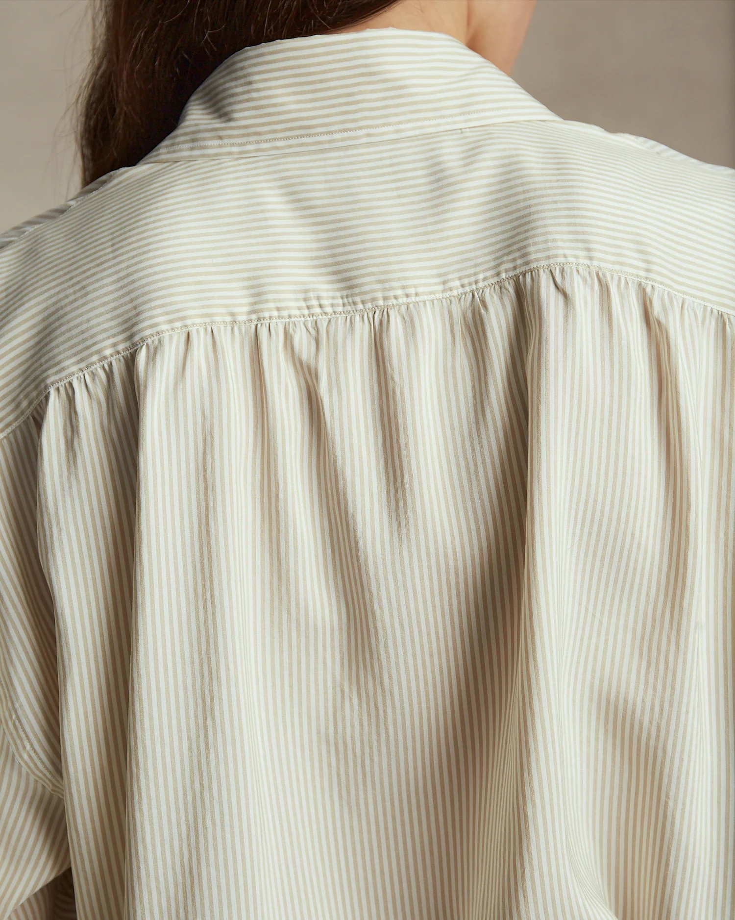 Camilla Shirt - Beige Stripe Silk - Image 6
