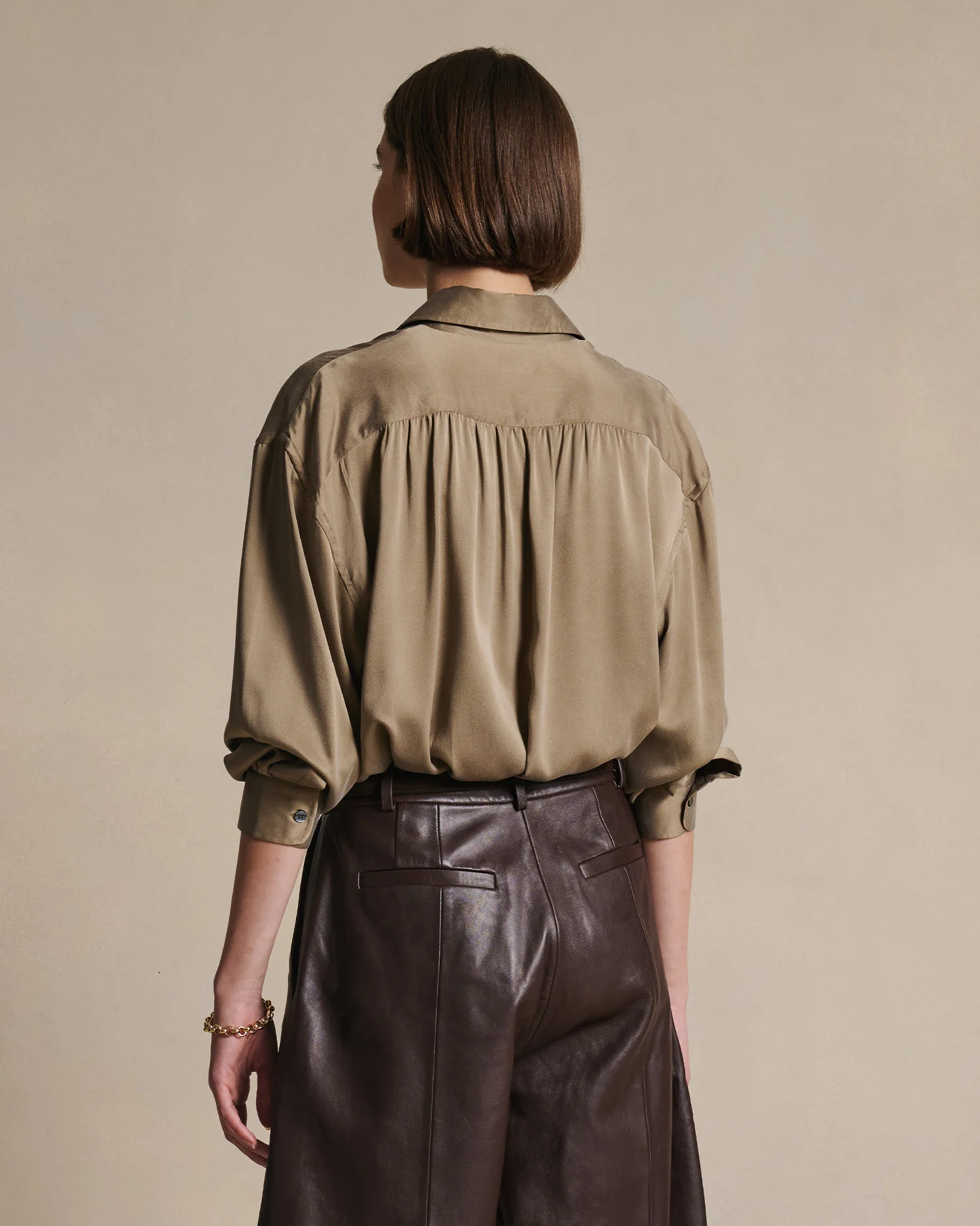 Camilla Shirt - Taupe Silk - Image 4
