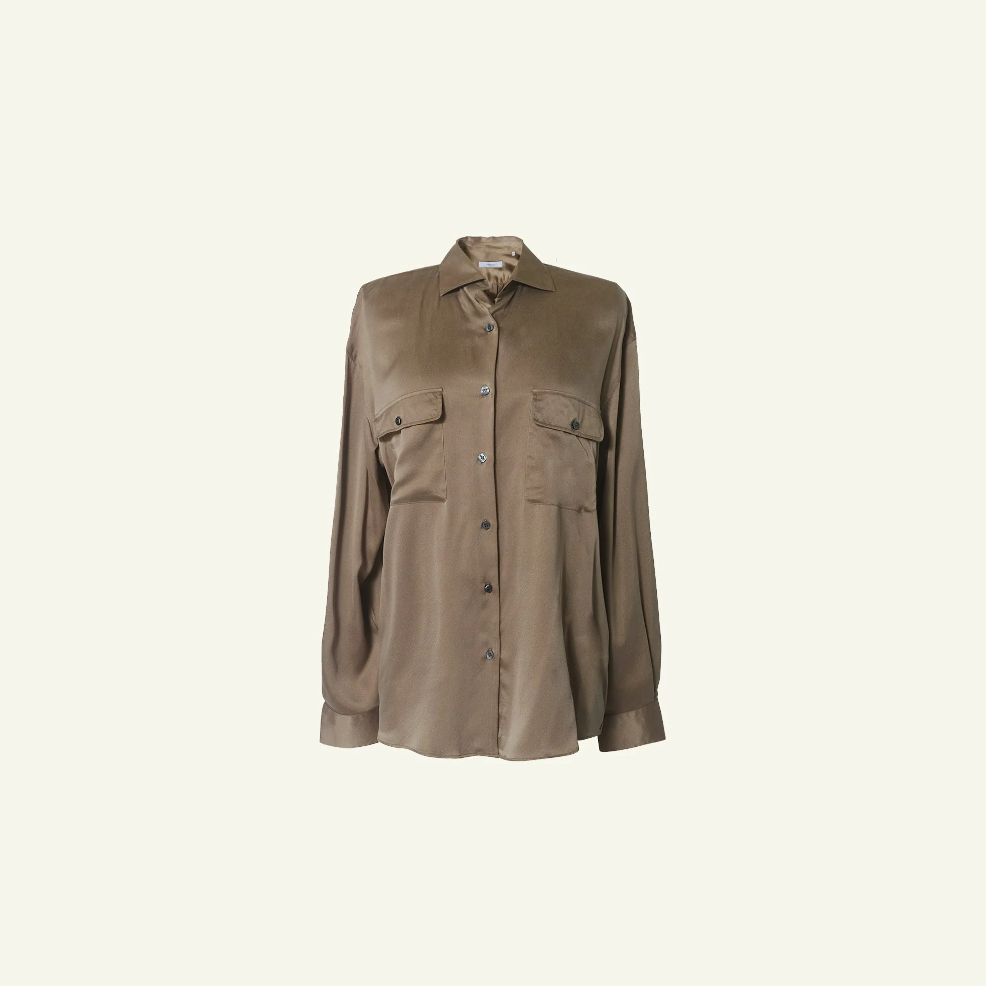 Camilla Shirt - Taupe Silk - Image 6