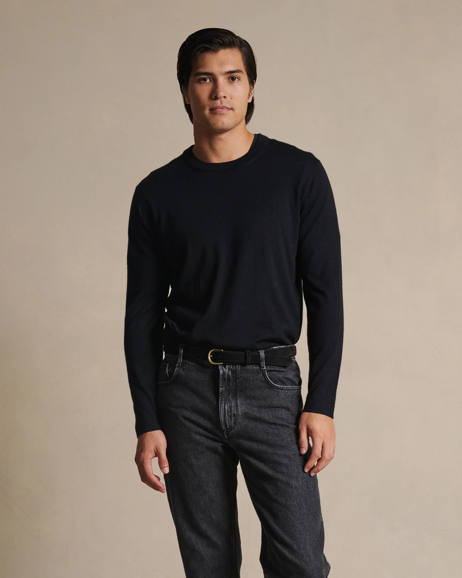 Cashmere Silk Superfine Crew Neck - Black - Image 4