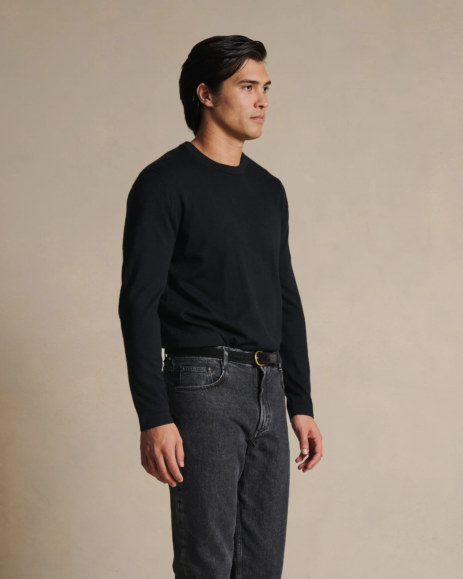 Cashmere Silk Superfine Crew Neck - Black - Image 7