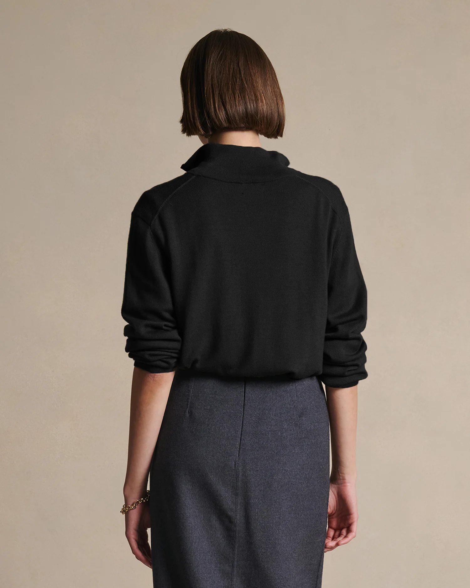 Cass Merino Quarter Zip - Black - Image 4