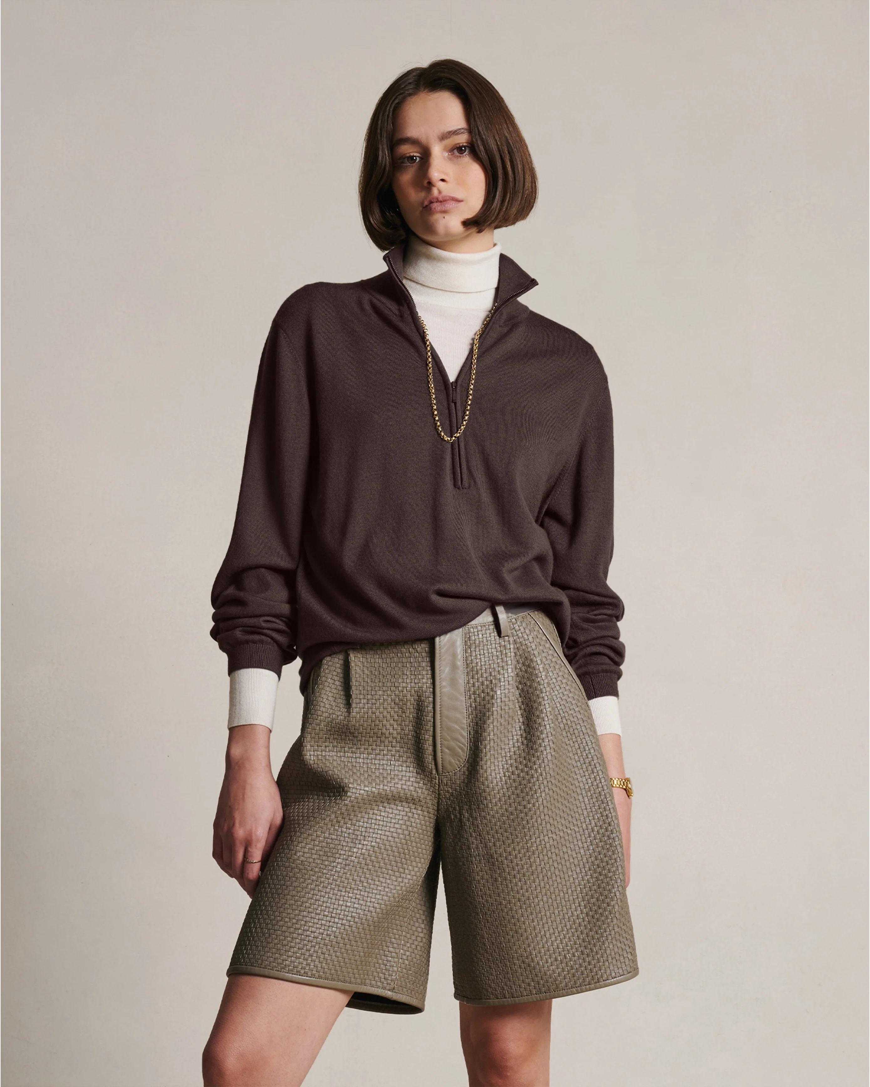 Cass Merino Quarter Zip - Espresso