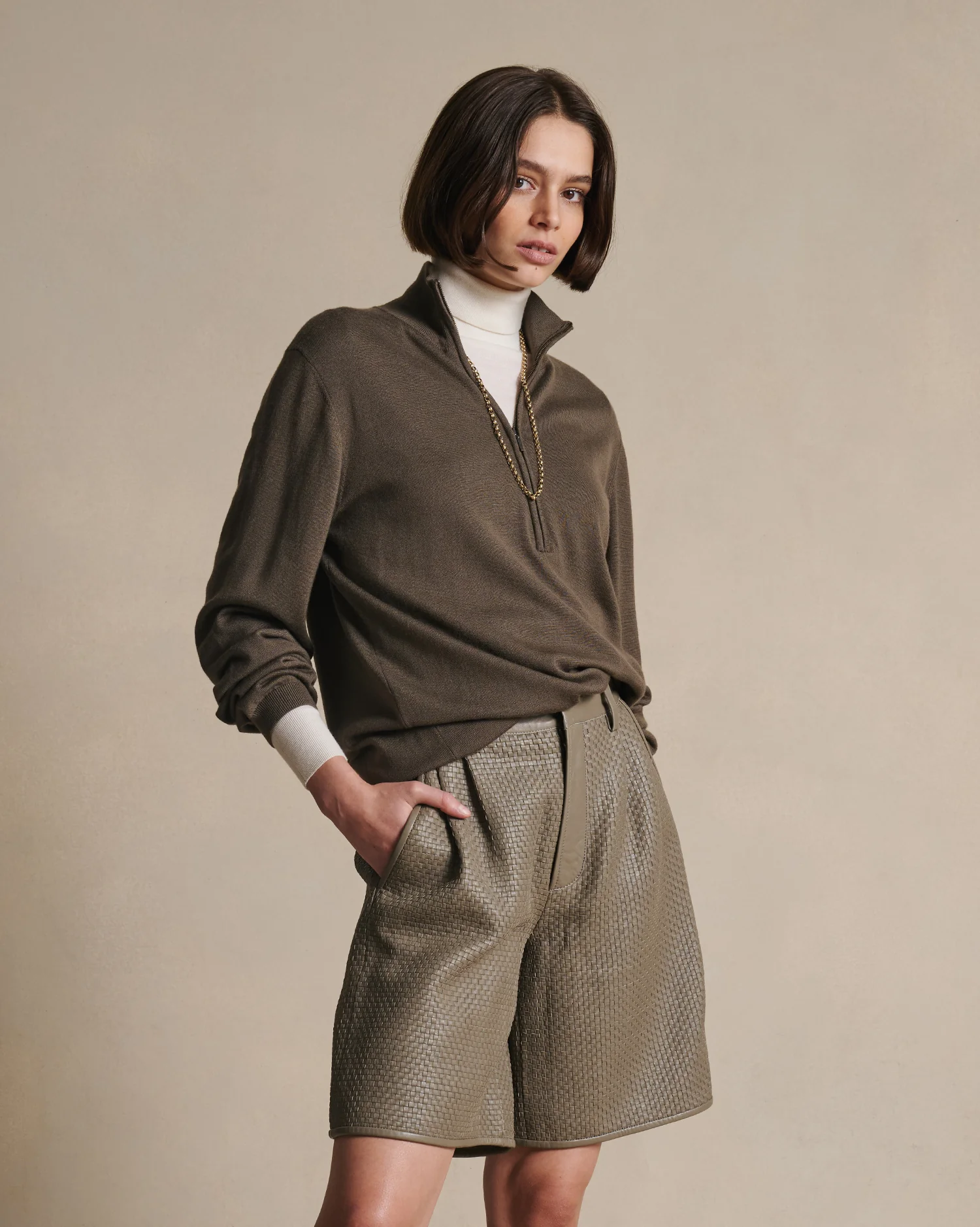 Cass Merino Quarter Zip - Moss - Image 3