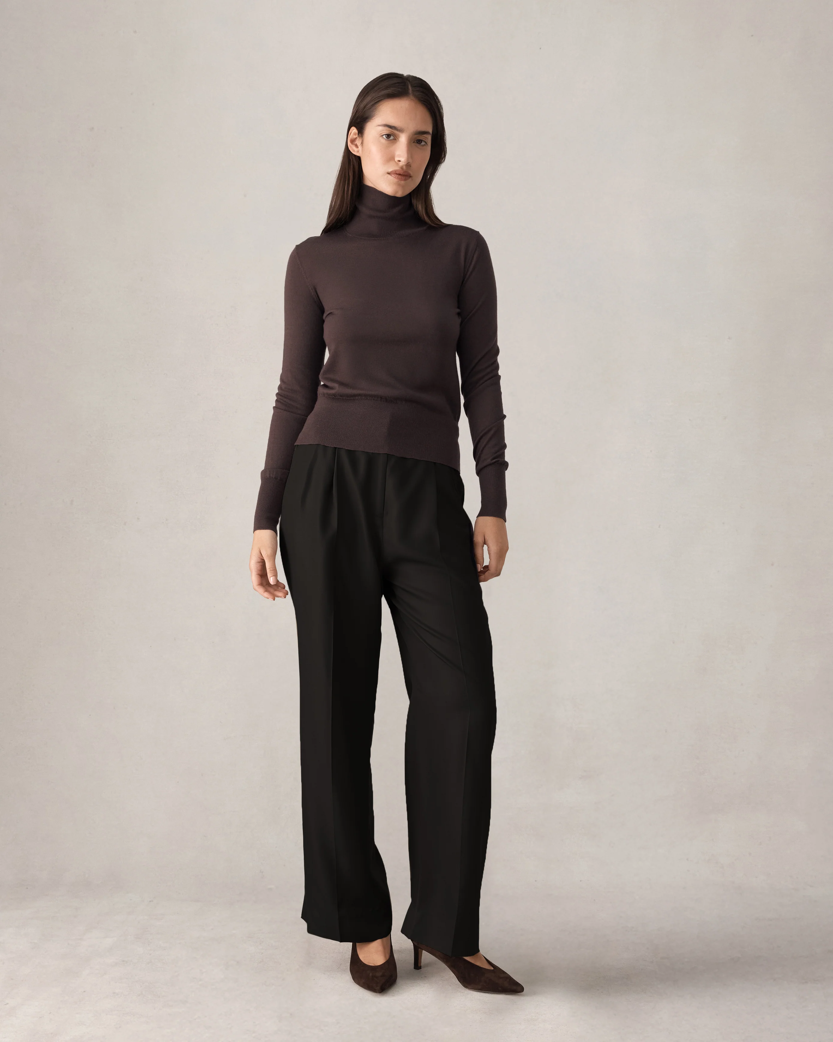 Cass Merino Roll Neck - Espresso - Image 4