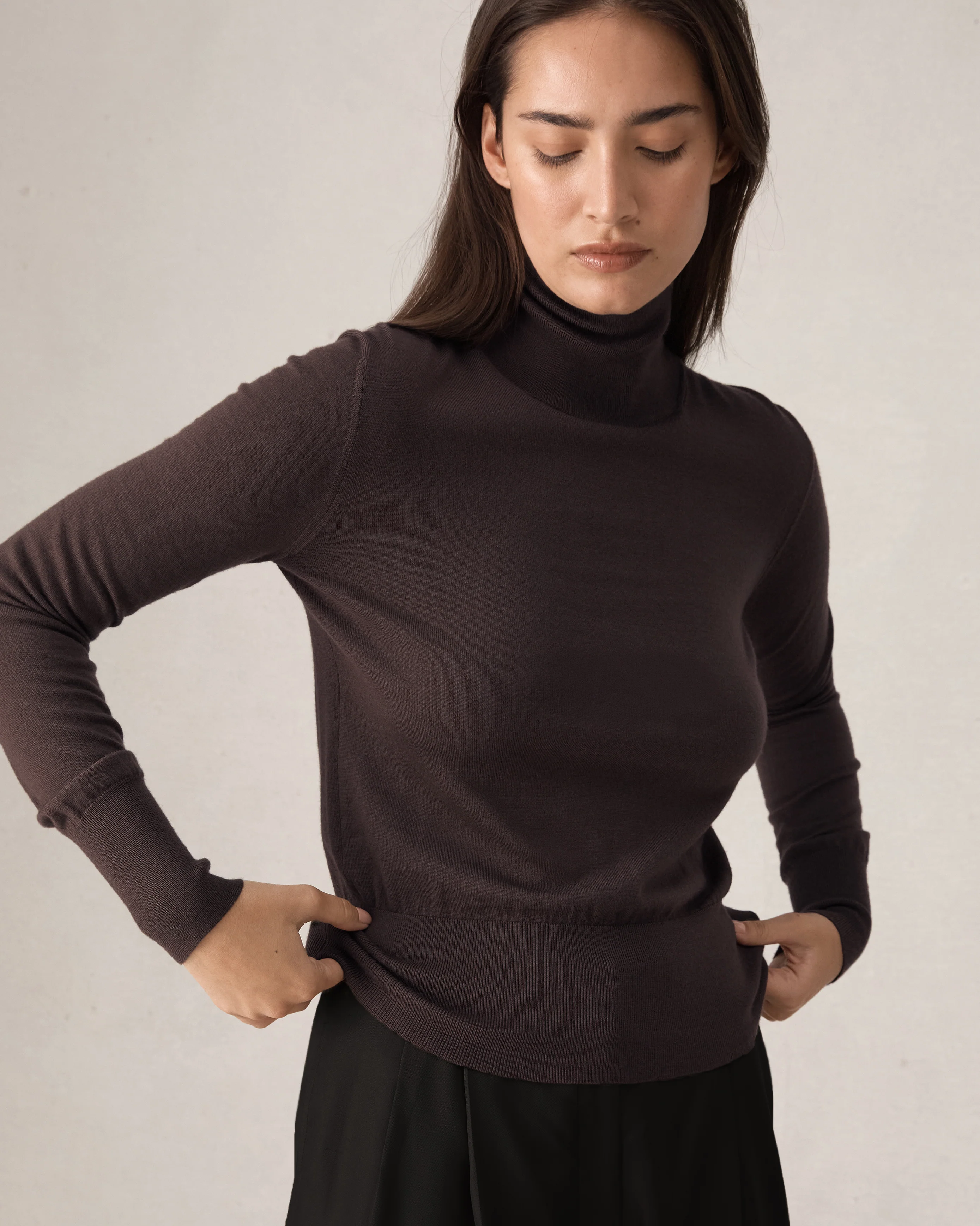 Cass Merino Roll Neck - Espresso - Image 5