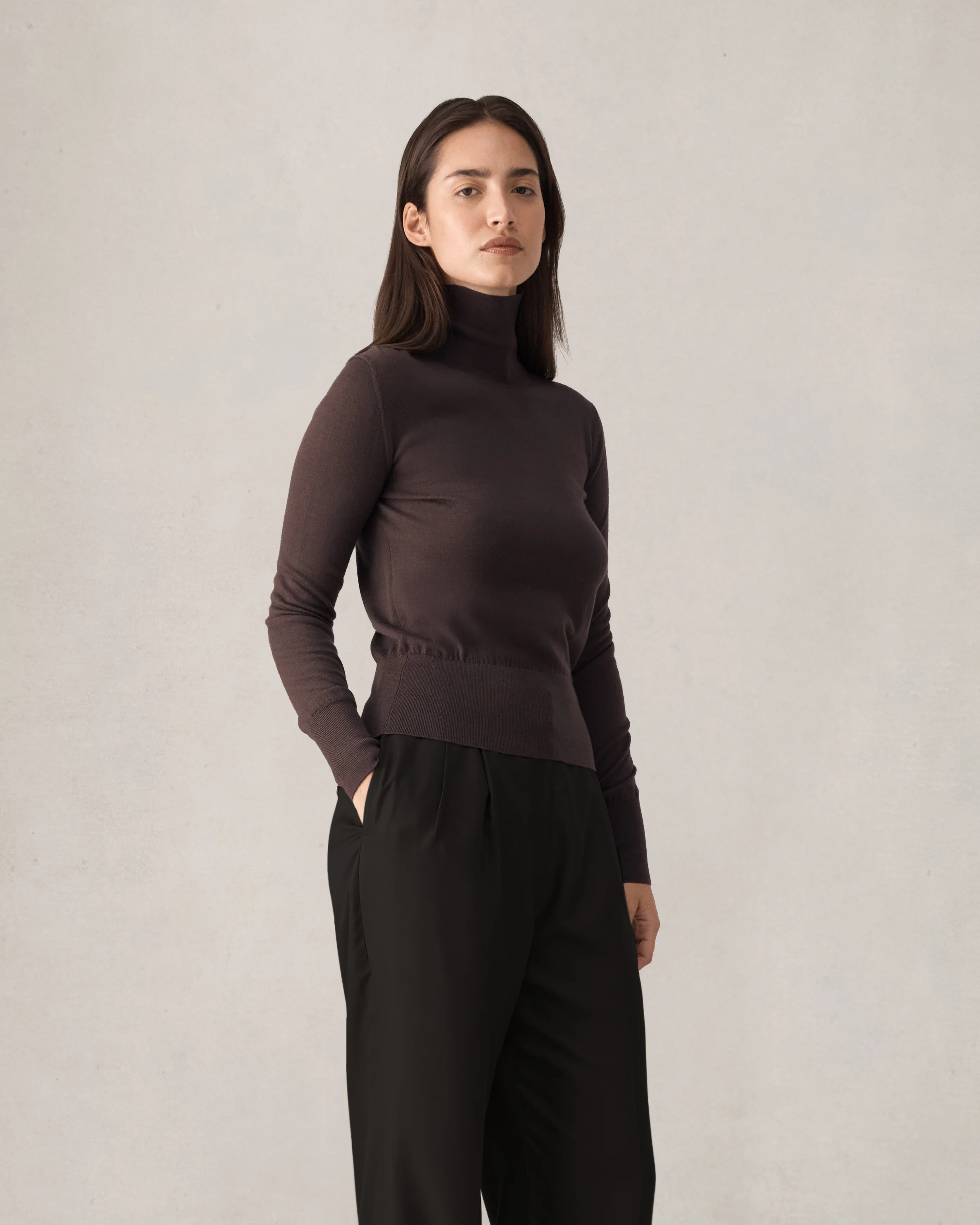 Cass Merino Roll Neck - Espresso - Image 6