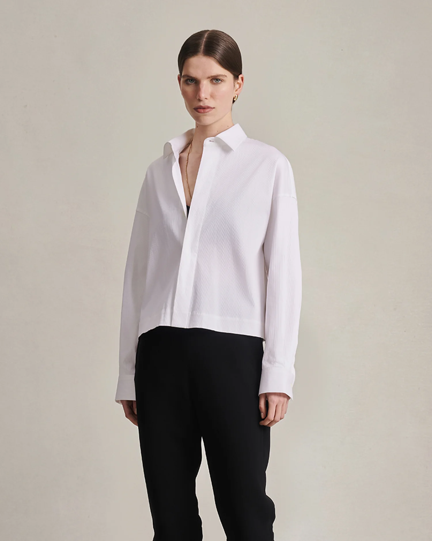 Christy Cropped Shirt - White Rib - Image 3