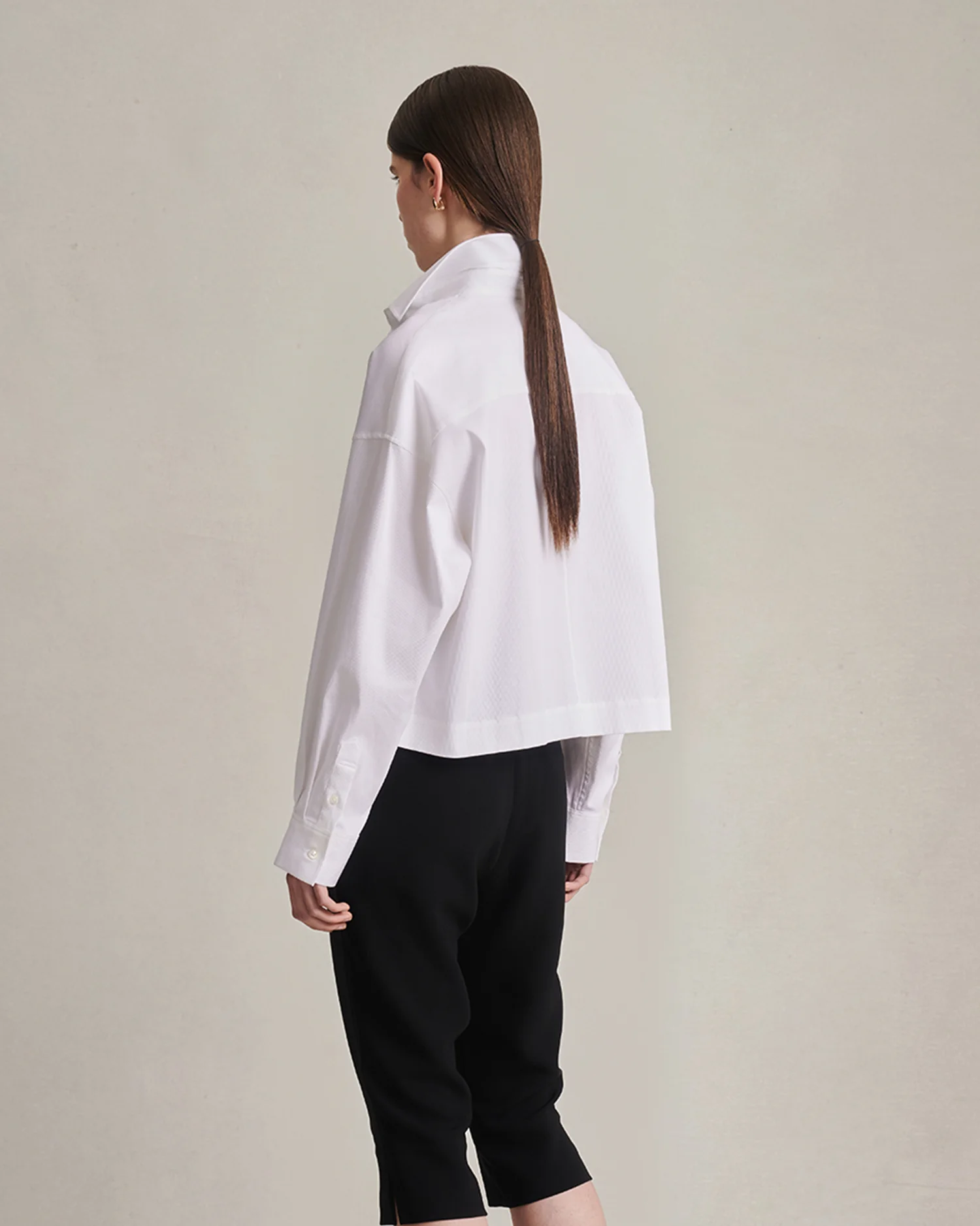 Christy Cropped Shirt - White Rib - Image 5