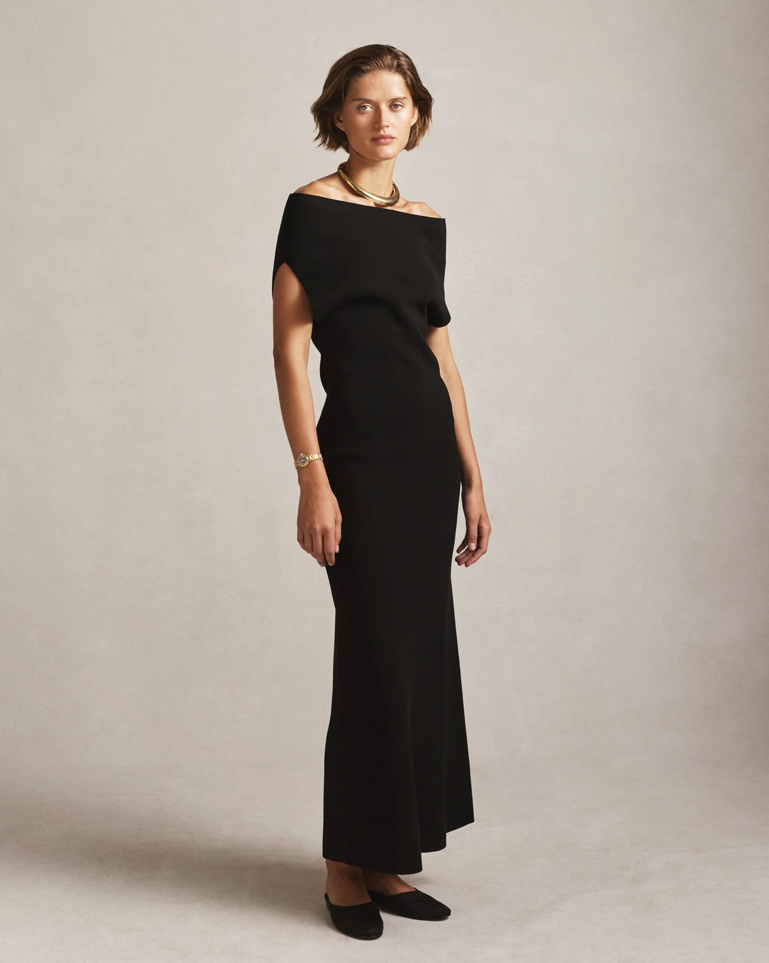 Coralie Off Shoulder Knit Dress - Black - Image 3
