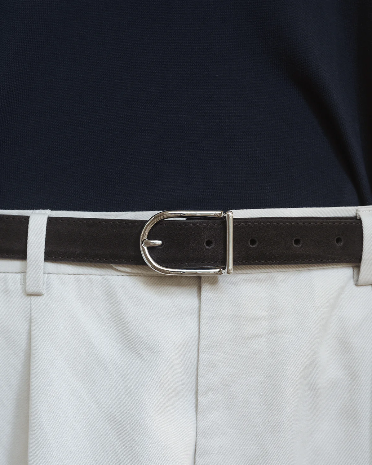 D Buckle Belt - Chocolate Suede - Image 2